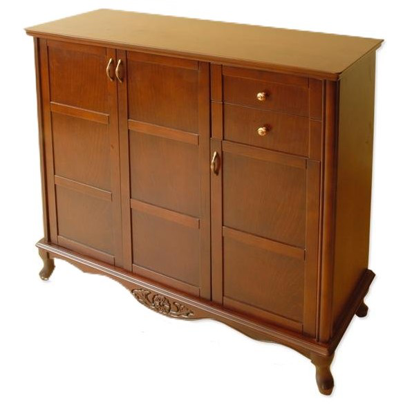 Ayakkabılık 17146 Klasik Oyma Model Parlak CEVİZ Kaplama Kayın As