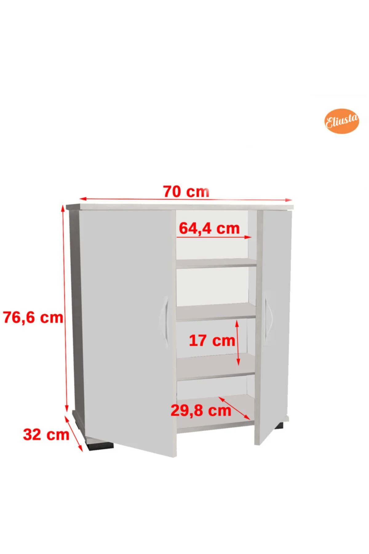 Ayakkabılık 2 Kapaklı Ayakkabı Dolabı Raflı