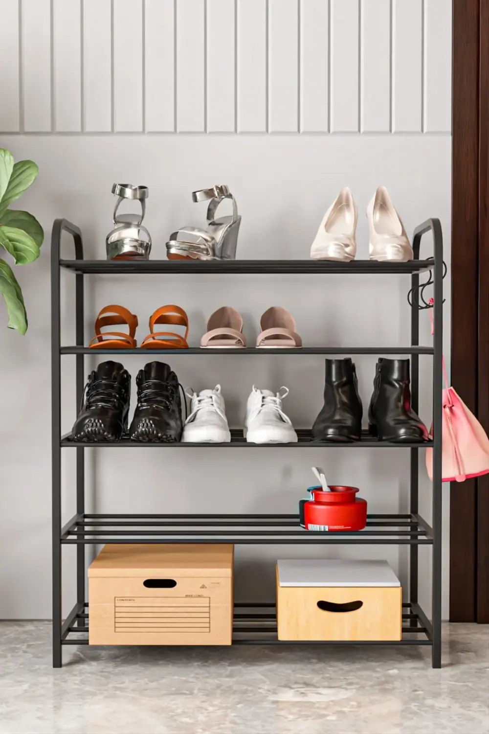 Ayakkabılık Metal 5 Katlı Ayakkabı Düzenleyici Çok Amaçlı Raf