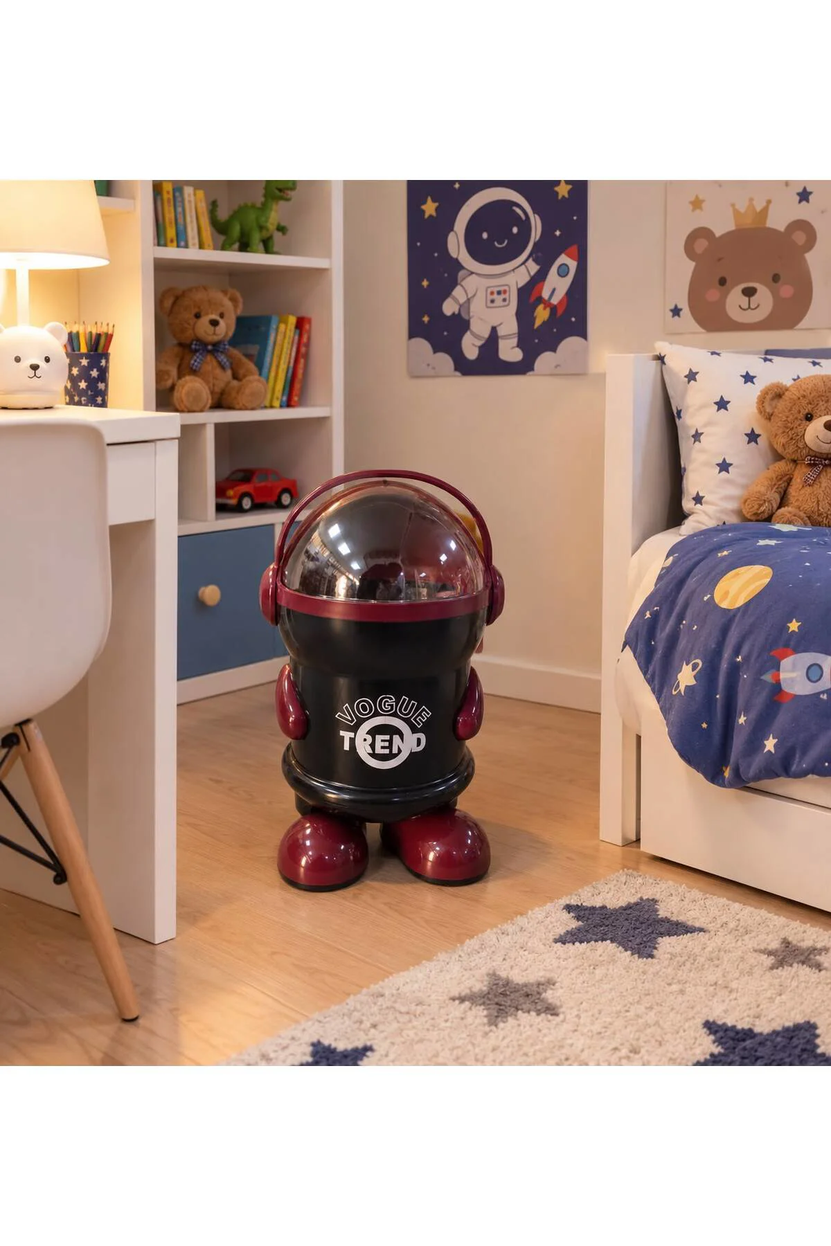 Ayaklı Astronot Sevimli Robot Çocuk Odası Çöp Kutusu