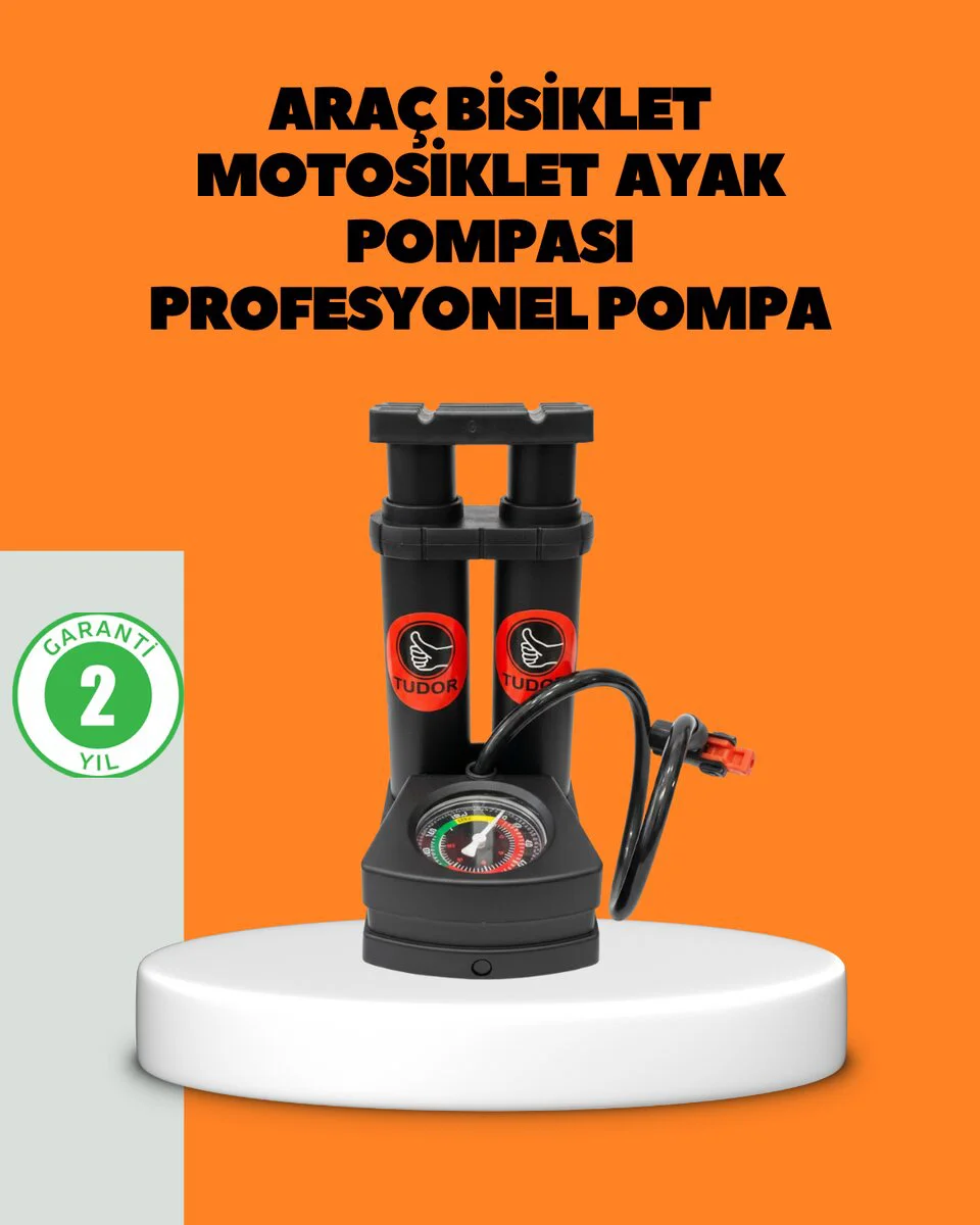 Ayaklı Bisiklet Pompası Basınç Göstergeli Çok Amaçlı Lastik Pompası - Lastikleriniz İçin En İyi Çözüm