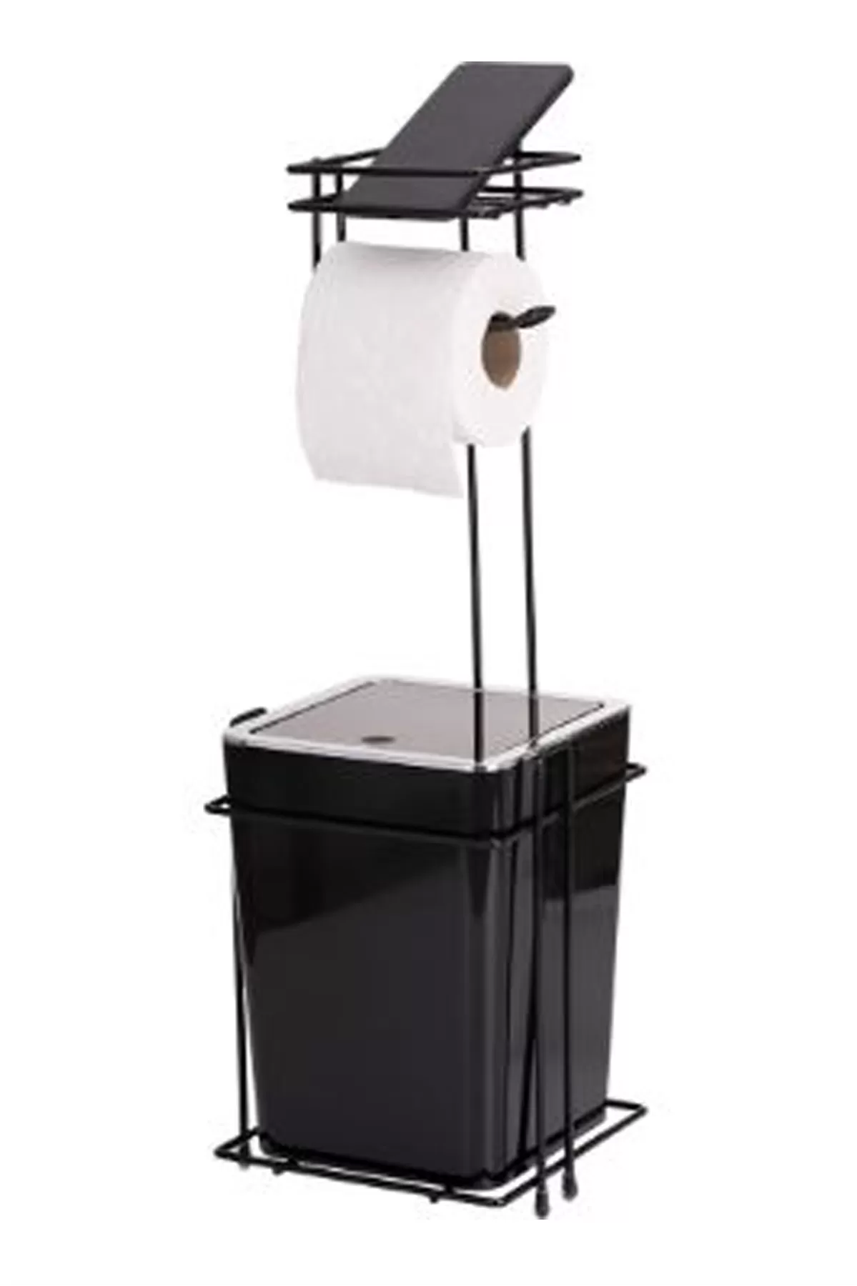 Ayaklı Çöp Kovalı Banyo Seti Siyah Krom ACERO-20340