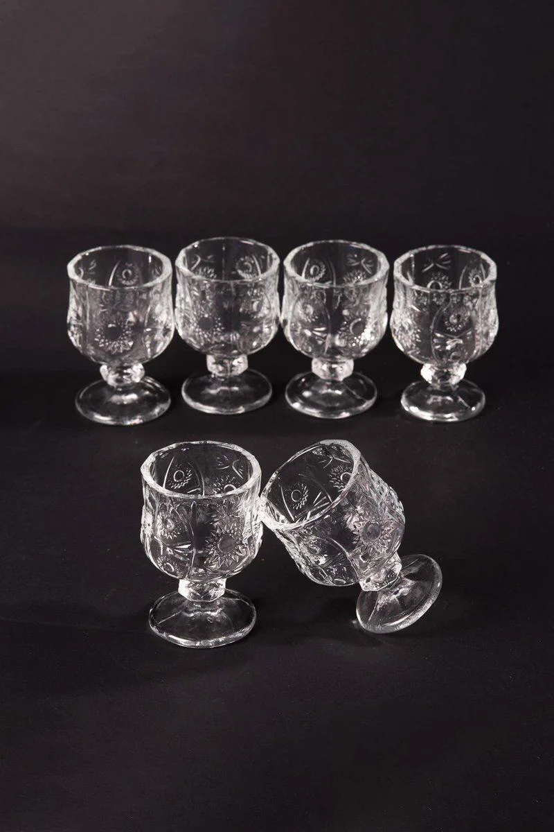 Ayaklı Kristal Kesim Shot Bardak Seti - 6'lı Kahve Yanı Bardak Takımı (7x4 cm) Ayaklı Kristal Kesim Shot Bardak Seti - 6'lı Kahve Yanı Bardak Takımı (7x4 cm)