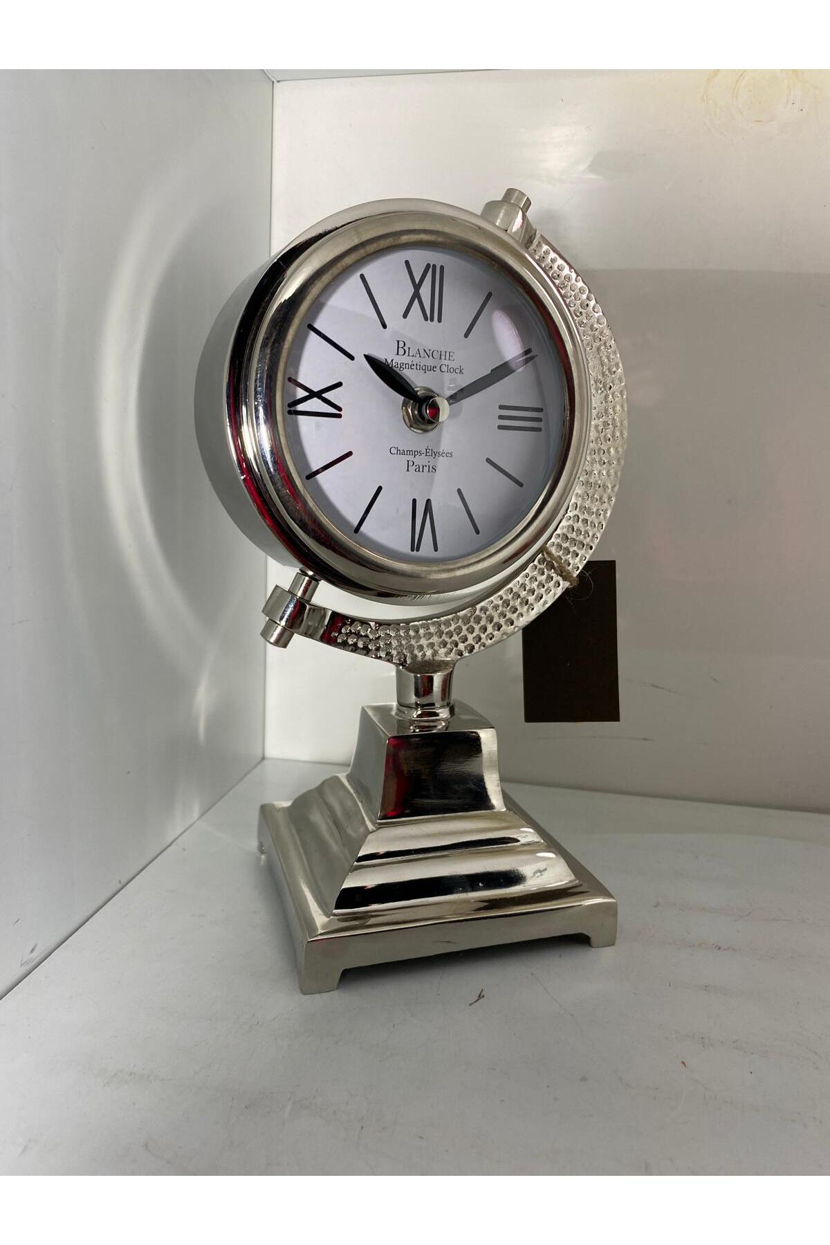 Elif Aksesuar Ayaklı Metal Lüx Masa Saati Gümüş