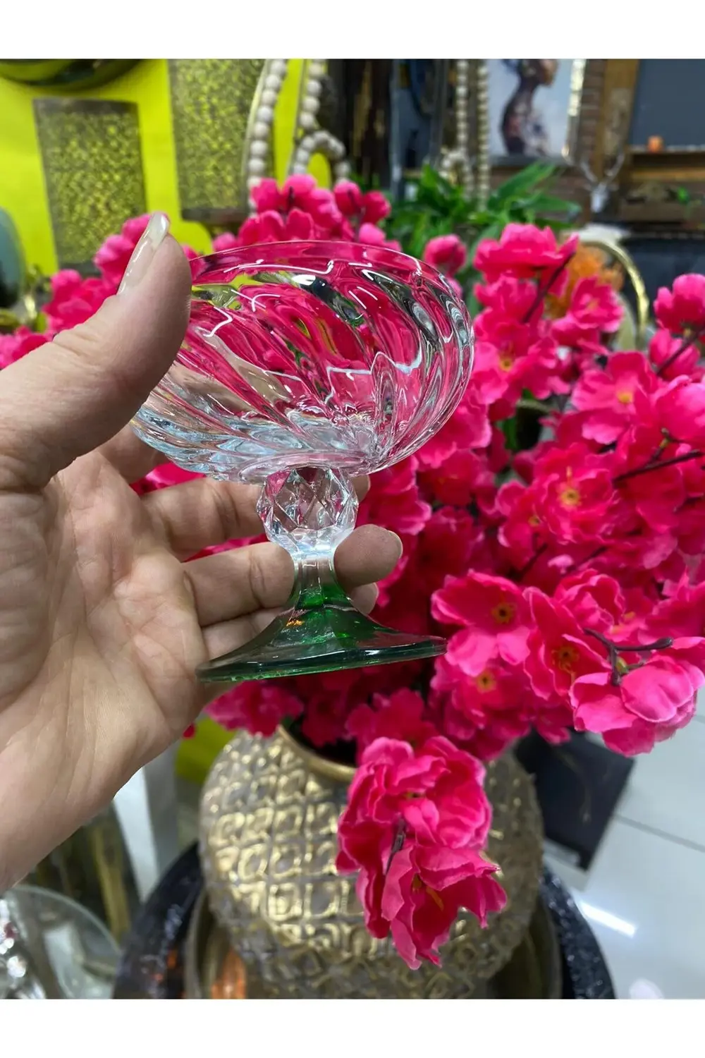 Ayaklı Renkli Cam 6 Lı Kase Çerezlik