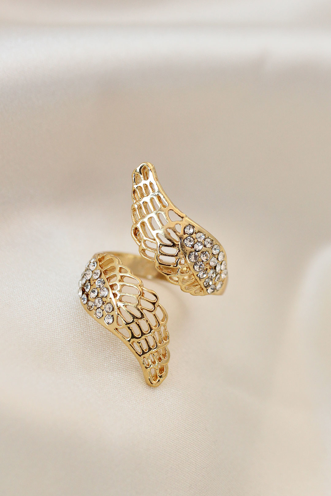 Stillove Ayarlamalı Gold Renk Metal Zirkon Taşlı Kanat Yüzük