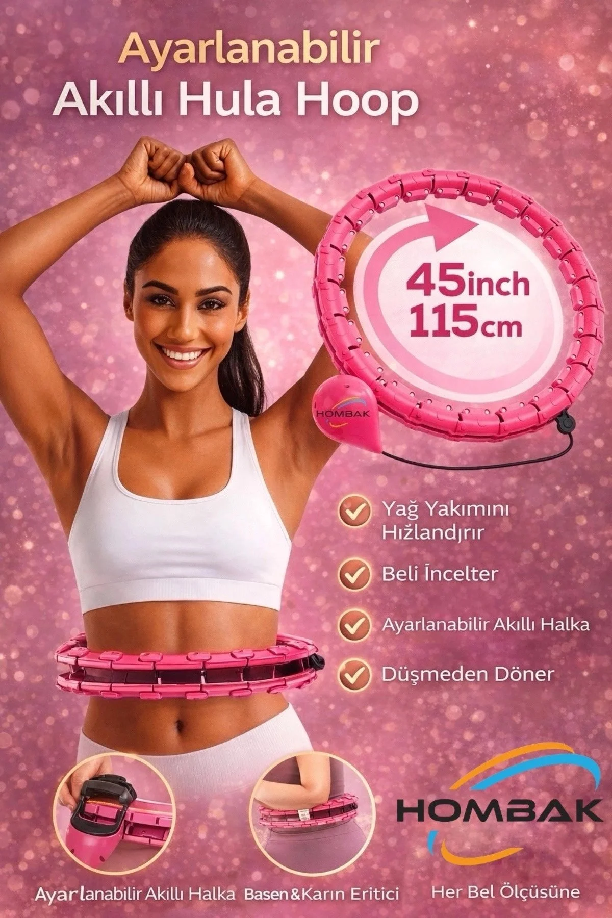 Ayarlanabilir Akıllı Hula Hoop Bel İnceletme Egzersiz Çemberi Kırmızı 24 Parça Fitness