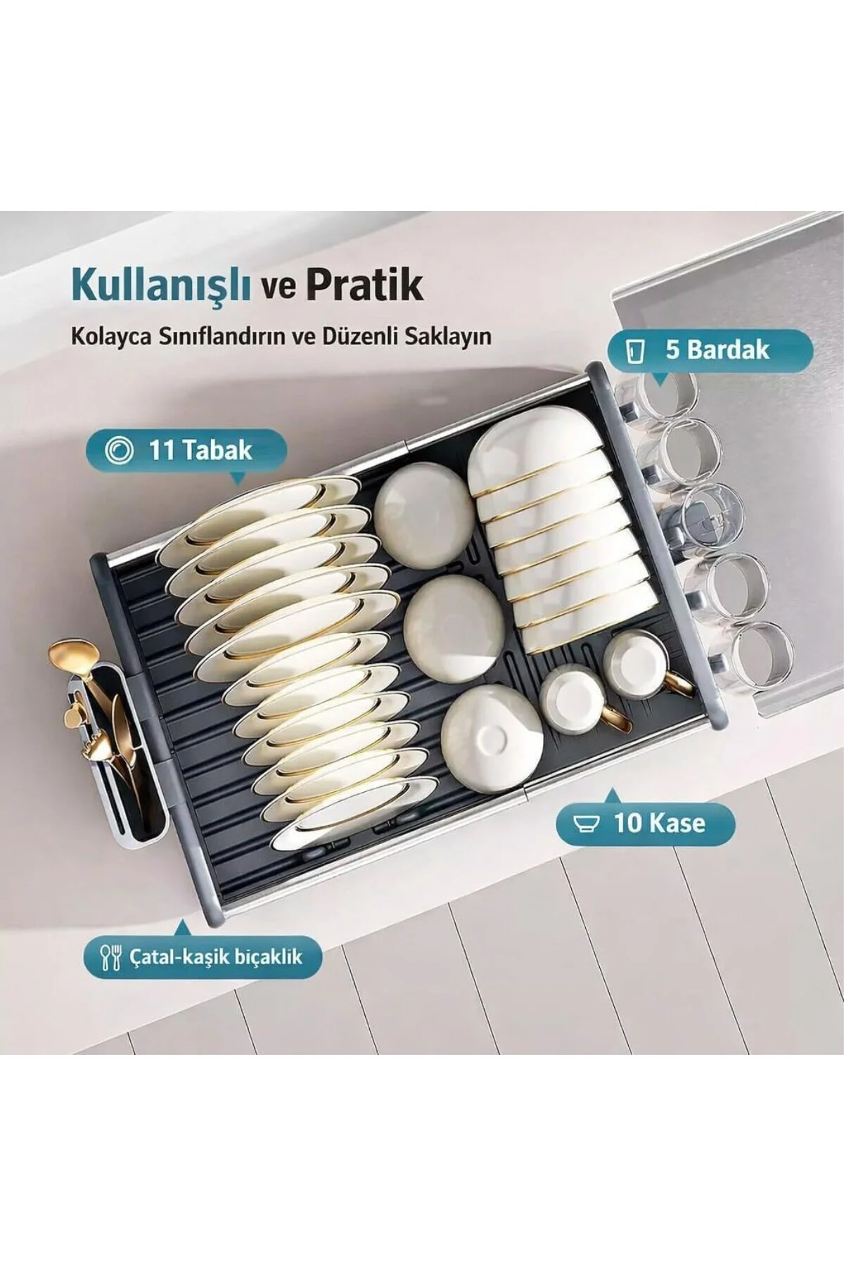 ® Ayarlanabilir Alüminyum Bulaşıklık - Paslanmaz Tezgah Üstü Kuru