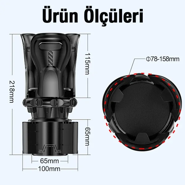 Ayarlanabilir Araç İçi Bardak&Şişe Tutucu 65-100 mm - Ally SB-6099