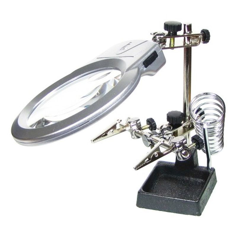 Ayarlanabilir Başlıklı Elektronikçi Yardım Lehim Standı Ile Ledli