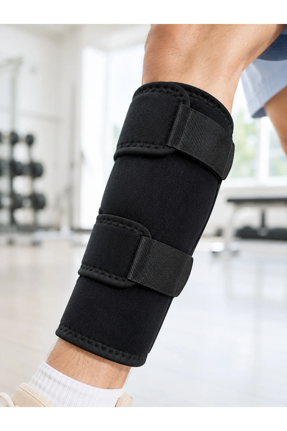 Ayarlanabilir Baldır Desteği Siyah Çift Bantlı Spor Ve Yürüyüş Baldırlığı - Görsel 5
