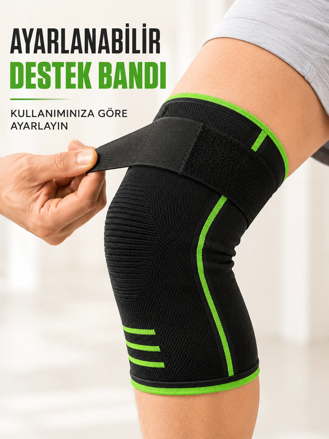 Ayarlanabilir Bantlı Spor Dizlik Nefes Alabilen Esnek Diz Destekleyici Siyah Yeşil Fiyatı, Yorumları ve Özellikleri