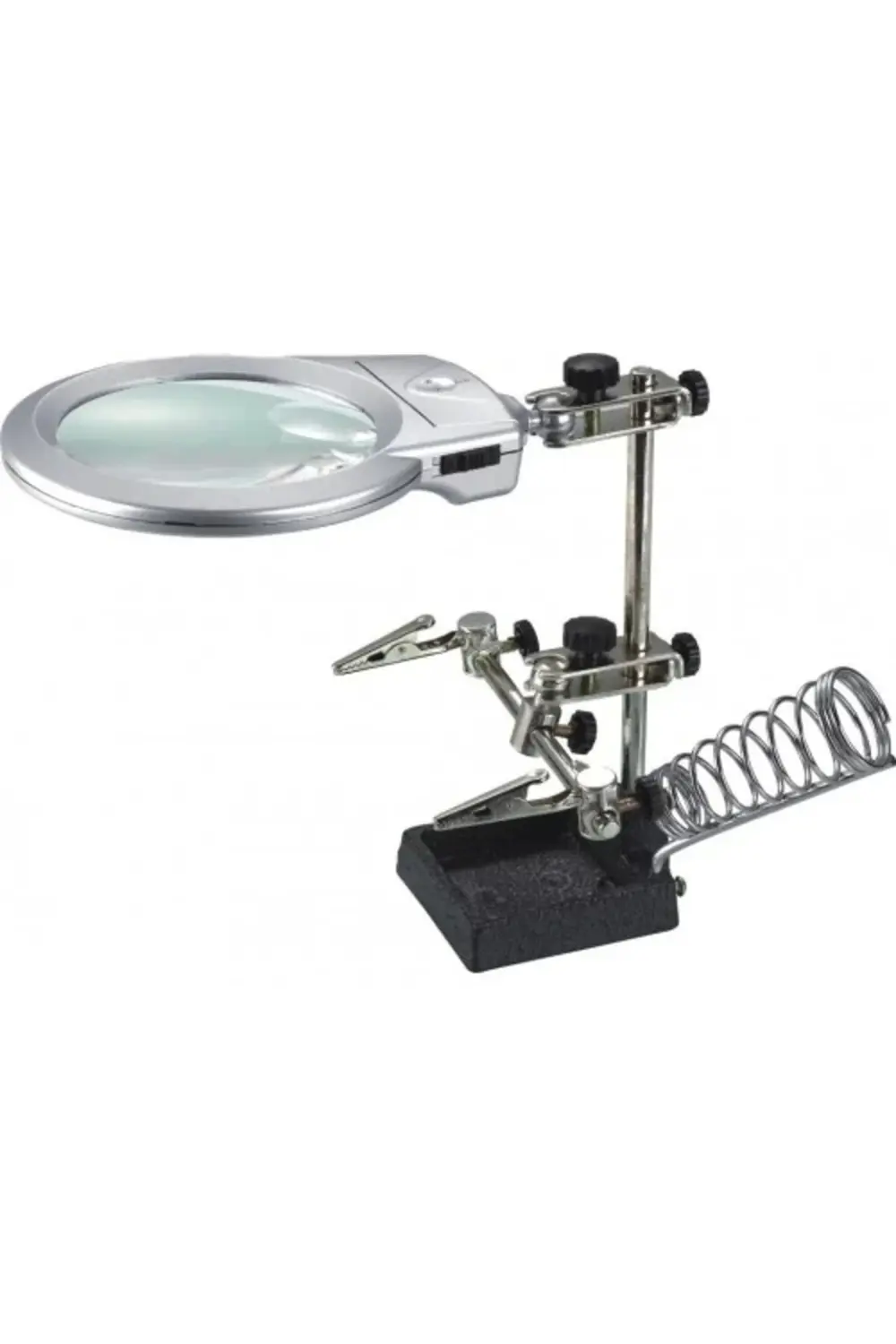 Ayarlanabilir Başlıklı Elektronikçi Yardım Lehim Standı Ile Ledli