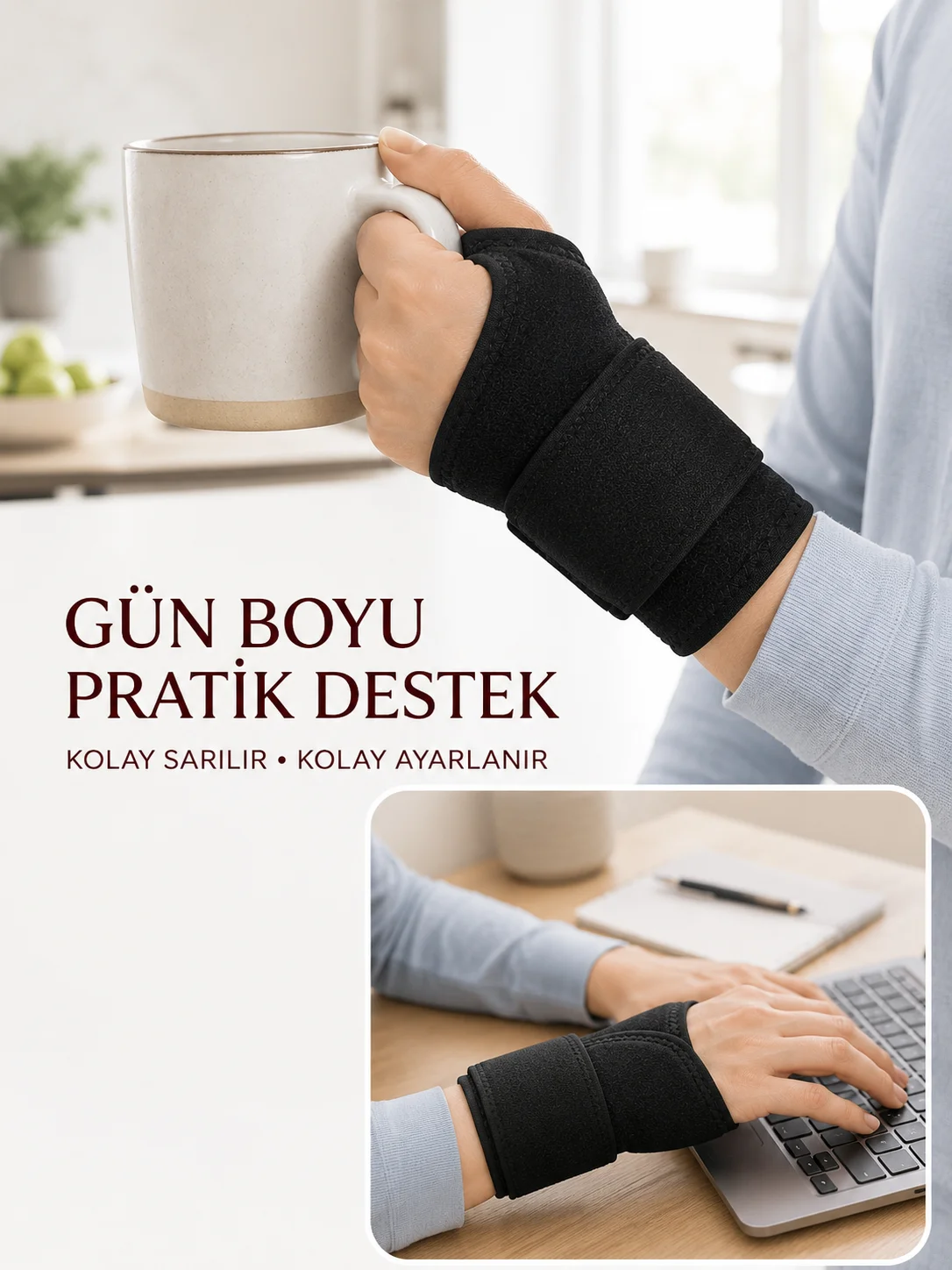 Ayarlanabilir Başparmak Destekli El Bilekliği Cırtlı Bilek Bandajı Spor ve Günlük Kullanım Fiyatı, Yorumları ve Özellikleri