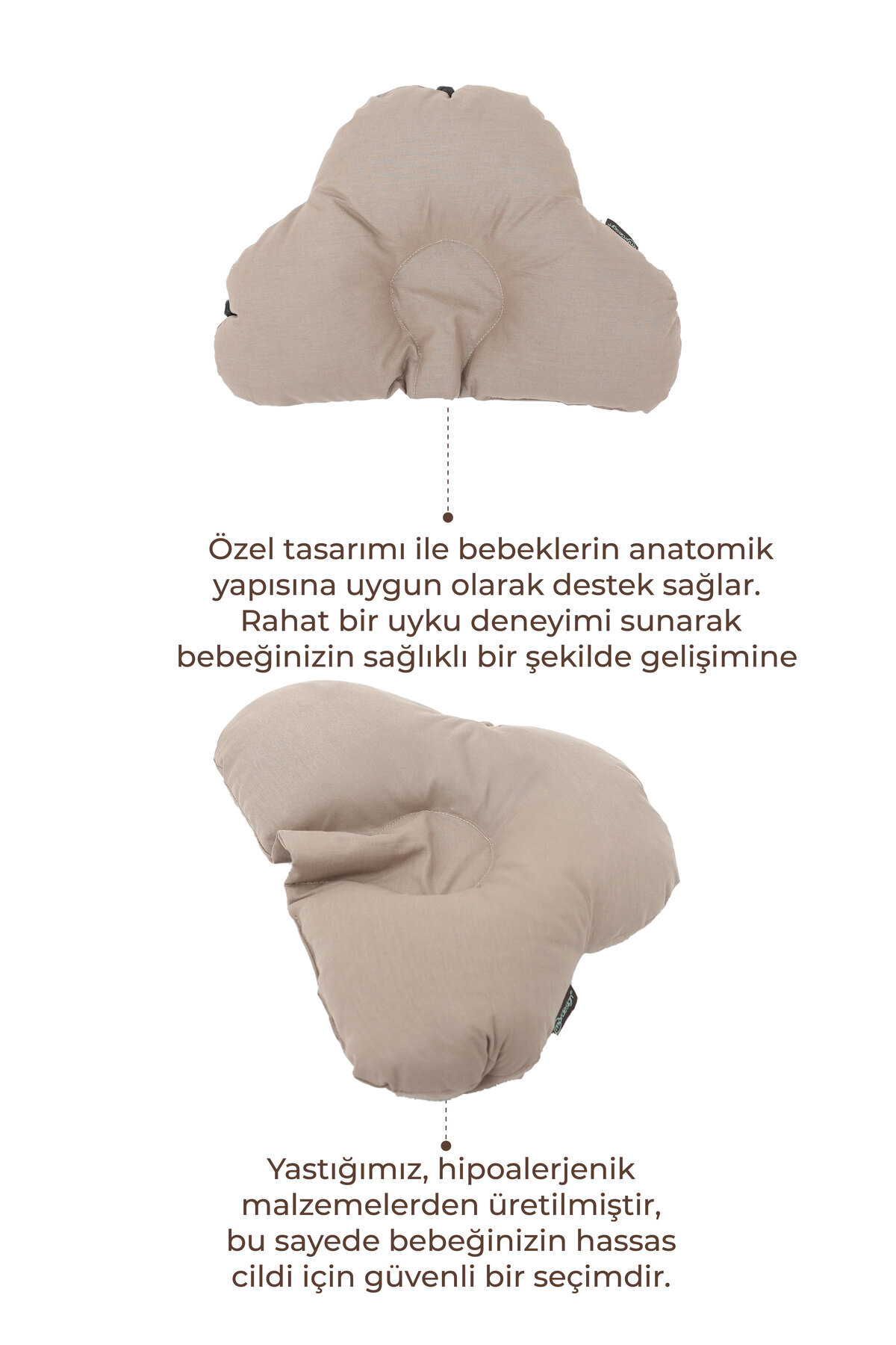 Mordesign Ayarlanabilir Bebek Düz Kafa Yastiği, Yenidoğan Baş Yastik, Bebek