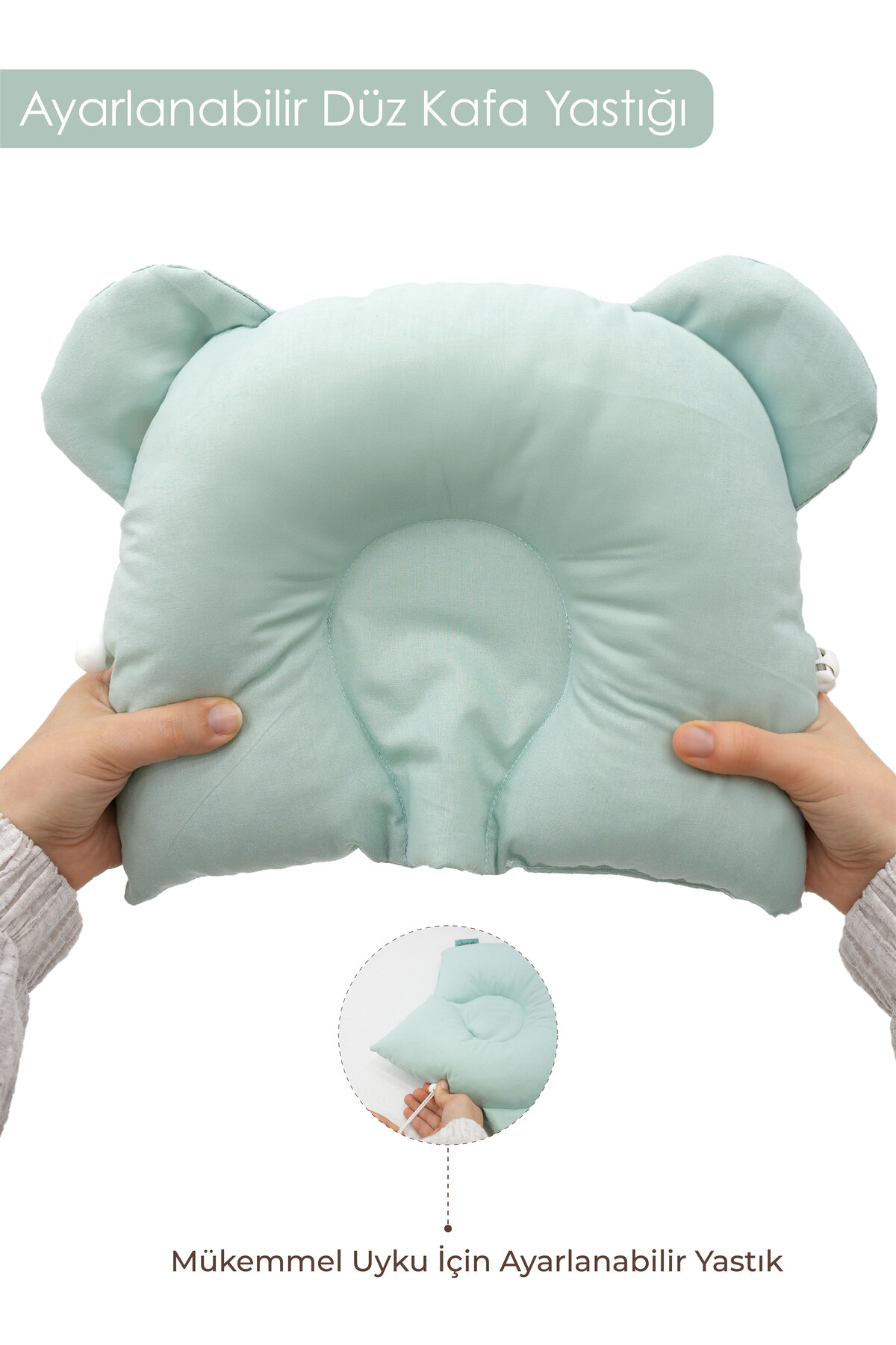 Mordesign Ayarlanabilir Bebek Düz Kafa Yastiği, Yenidoğan Baş Yastik, Bebek