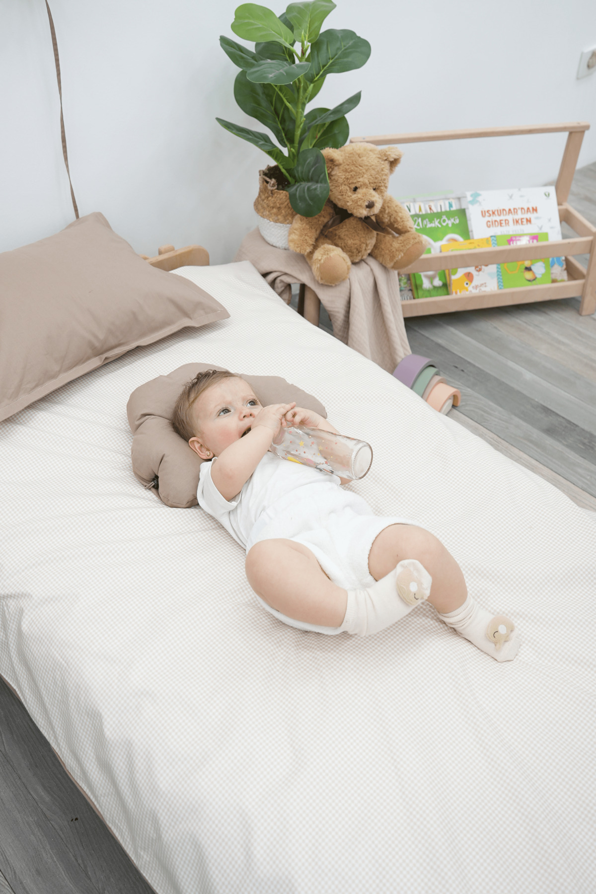 Mordesign Ayarlanabilir Bebek Düz Kafa Yastiği, Yenidoğan Baş Yastik, Bebek