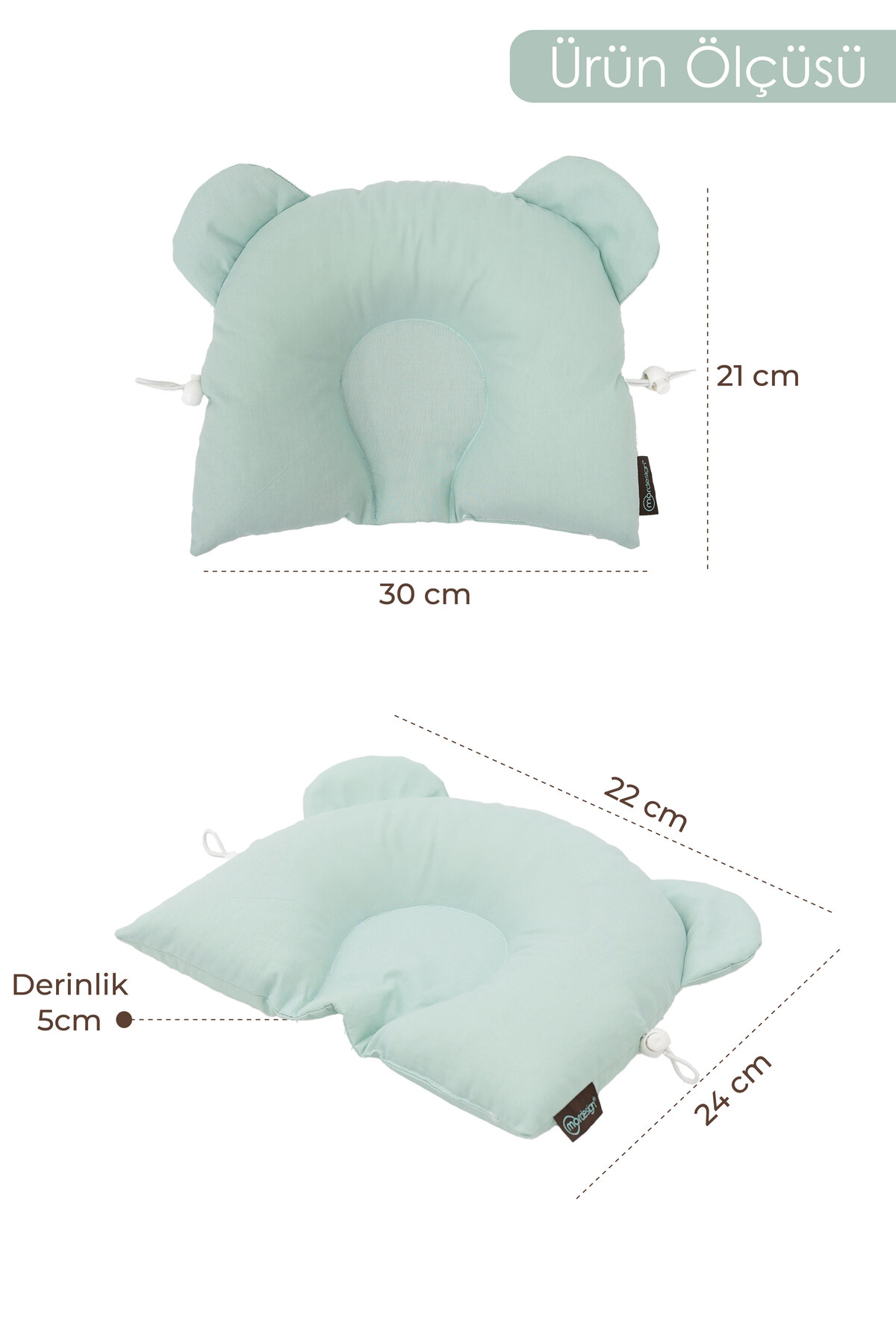 Mordesign Ayarlanabilir Bebek Düz Kafa Yastiği, Yenidoğan Baş Yastik, Bebek