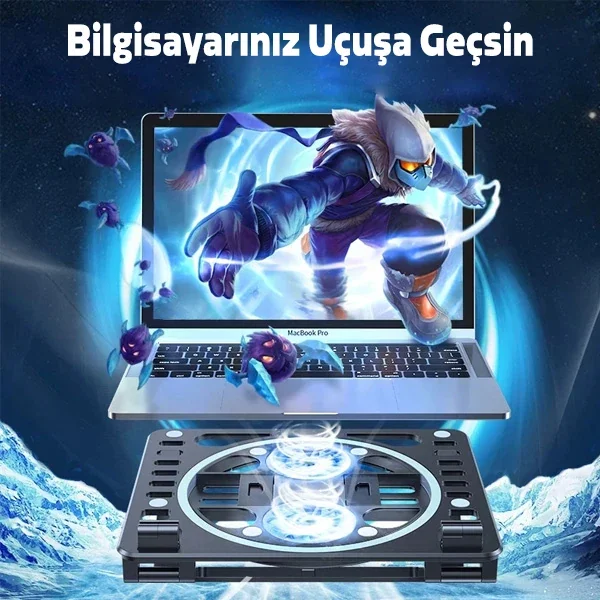 Ayarlanabilir Çift Fanlı Laptop Soğutucu Standı - Omurga Dostu & Sessiz