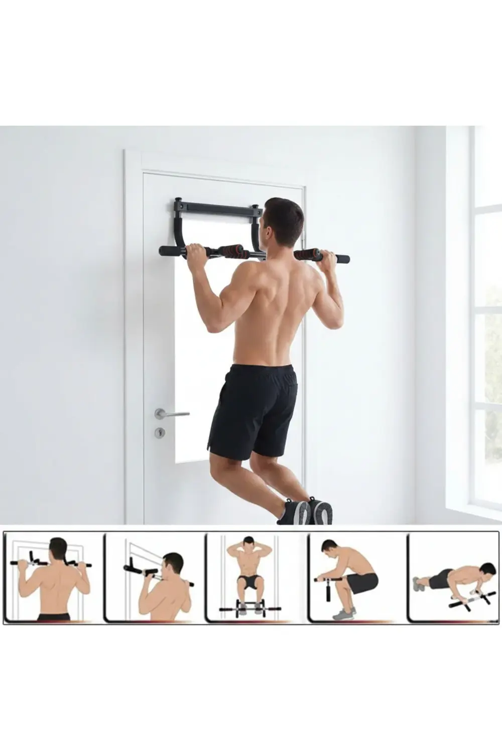 Ayarlanabilir Çok Fonksiyonlu Kapı Barı-Push Up-Kol-Sırt- Barfiks