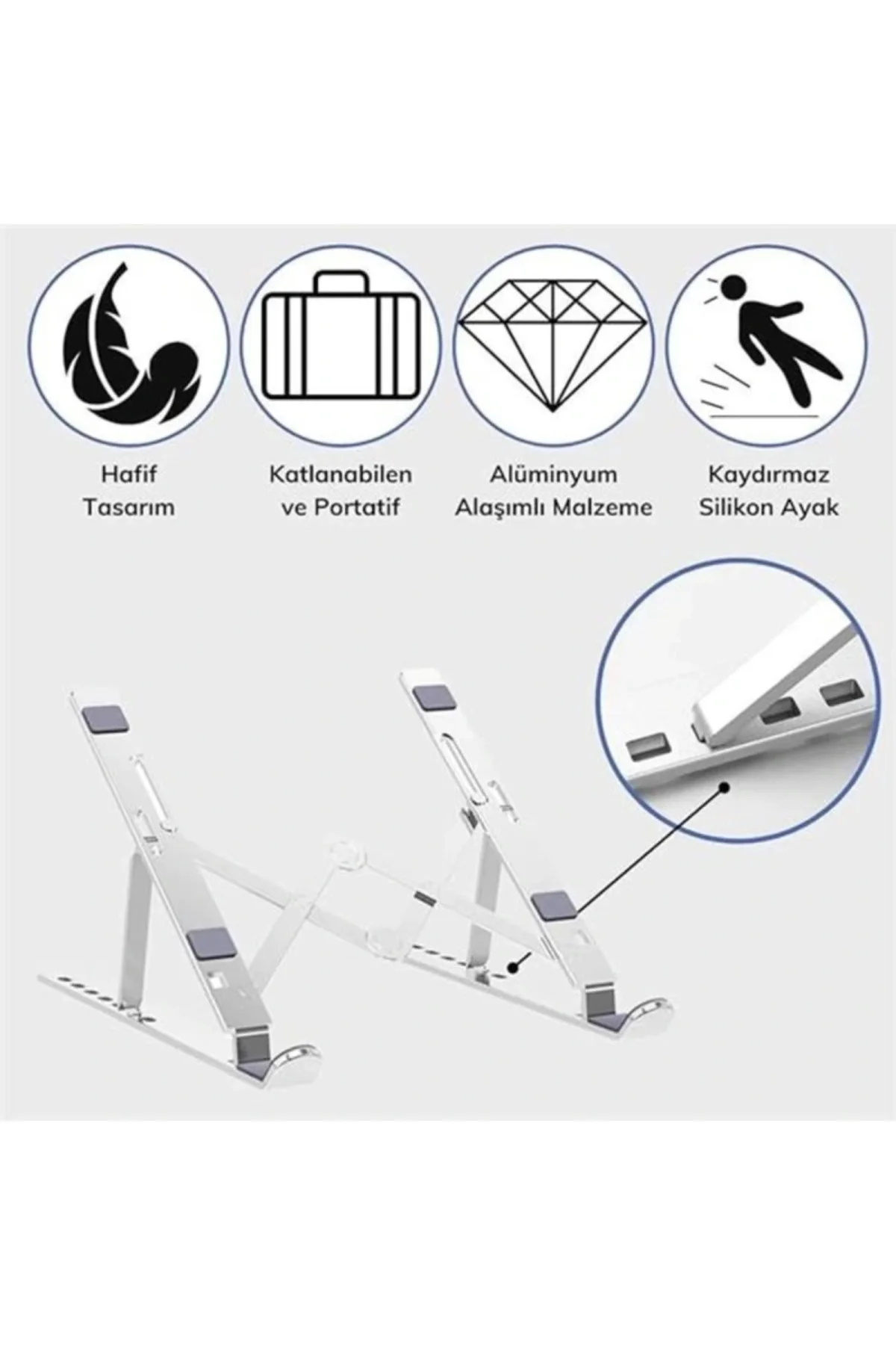 ® Ayarlanabilir Dizüstü Bilgisayar Destek Tabanı Tamamen Katlanabilir Taşınabilir Laptop
