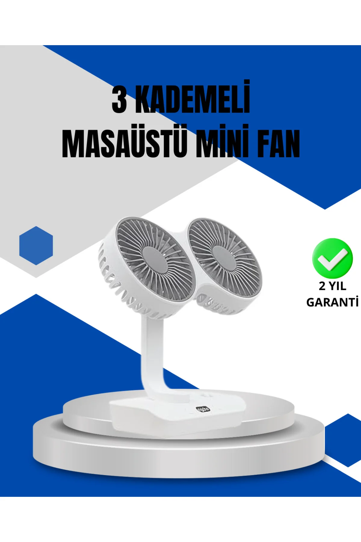 Ayarlanabilir Hızlı Çift Başlıklı Masaüstü Fan – Gece Lambalı Ser