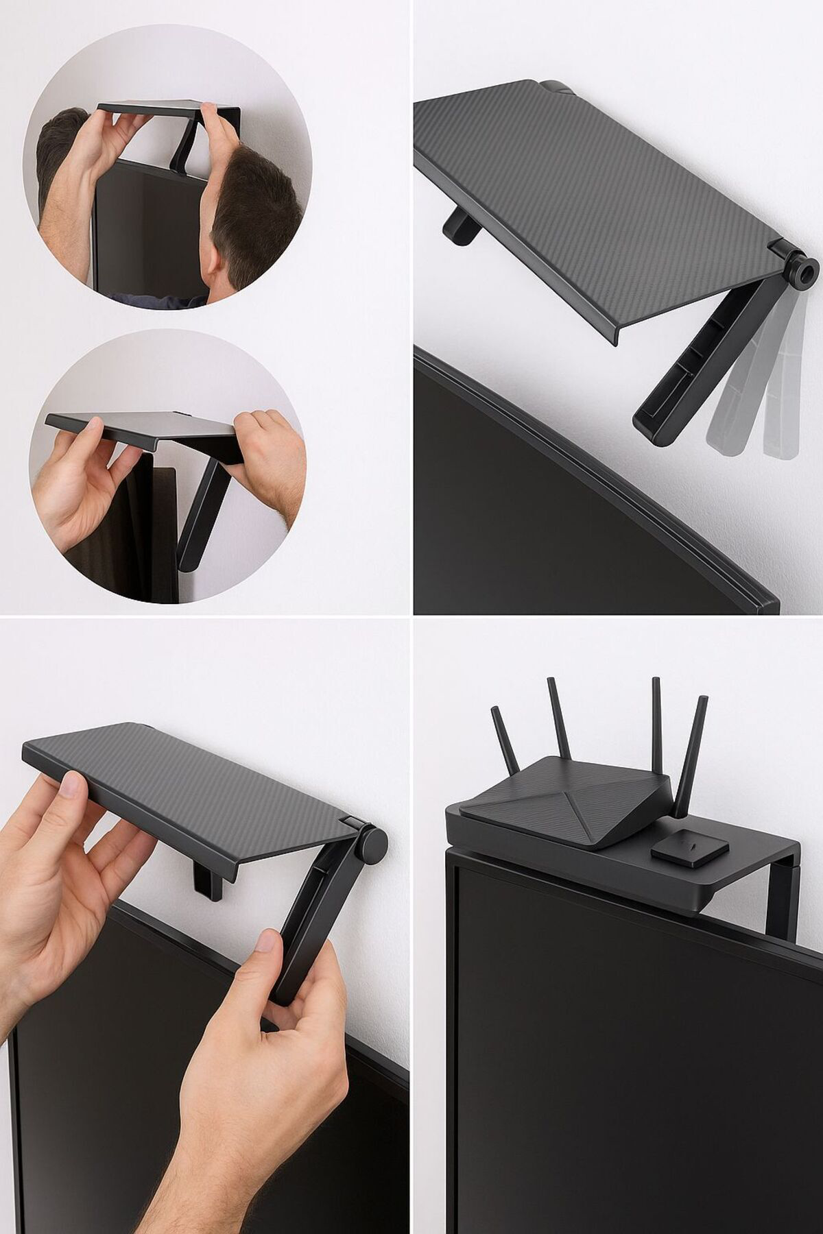 Ayarlanabilir Katlanabilir TV Üstü Raf – 30x13 cm Pratik Organize