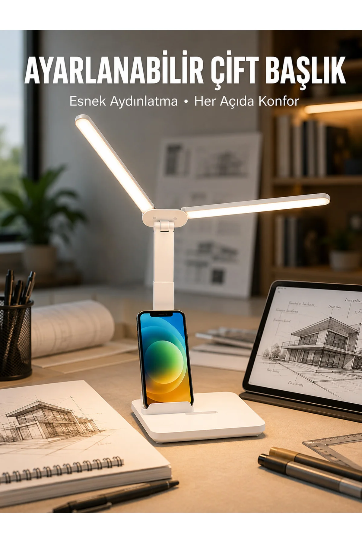 Ayarlanabilir Kısılabilir Led Masa Lambası | Entegre Kalemlik Ve Telefon Tutucu Özellikli Yeni Nesil Ayarlanabilir Kısılabilir Led Masa Lambası | Entegre Kalemlik Ve Telefon Tutucu Özellikli Yeni Nesil