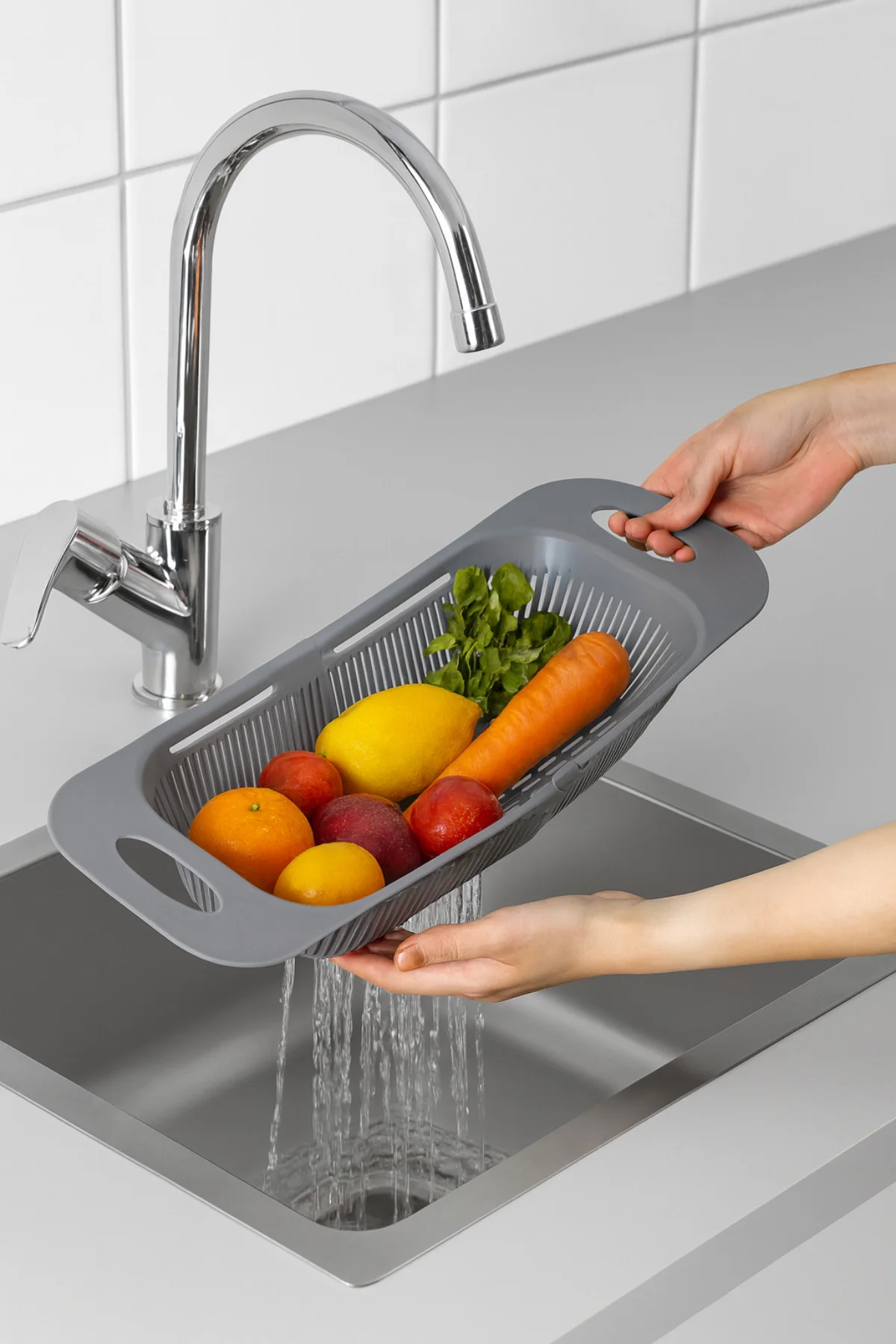 Ayarlanabilir Lavabo Süzgeci Uzun Kısa Ayarlı Evye Meyve Sebze Sa