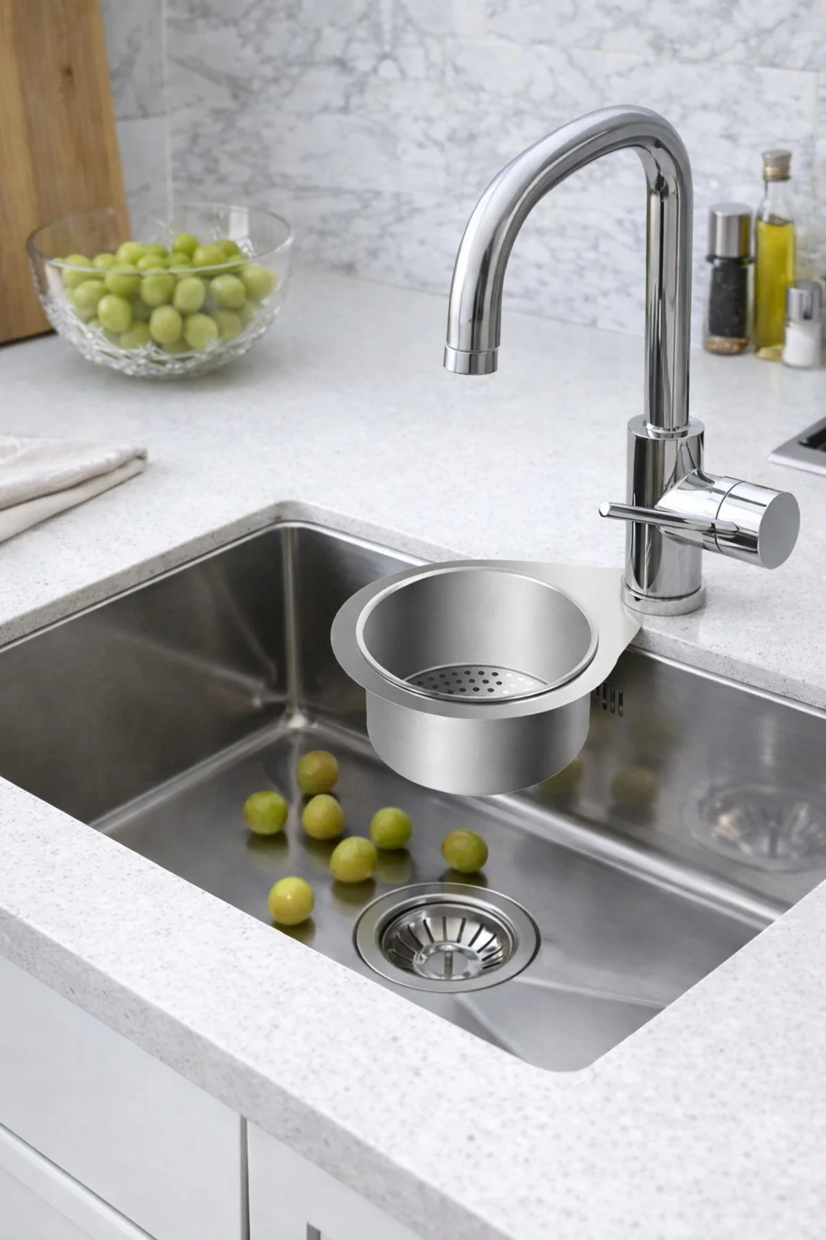 Ayarlanabilir Lavabo Süzgeci Uzun Kısa Ayarlı Evye Meyve Sebze Salata Yıkama