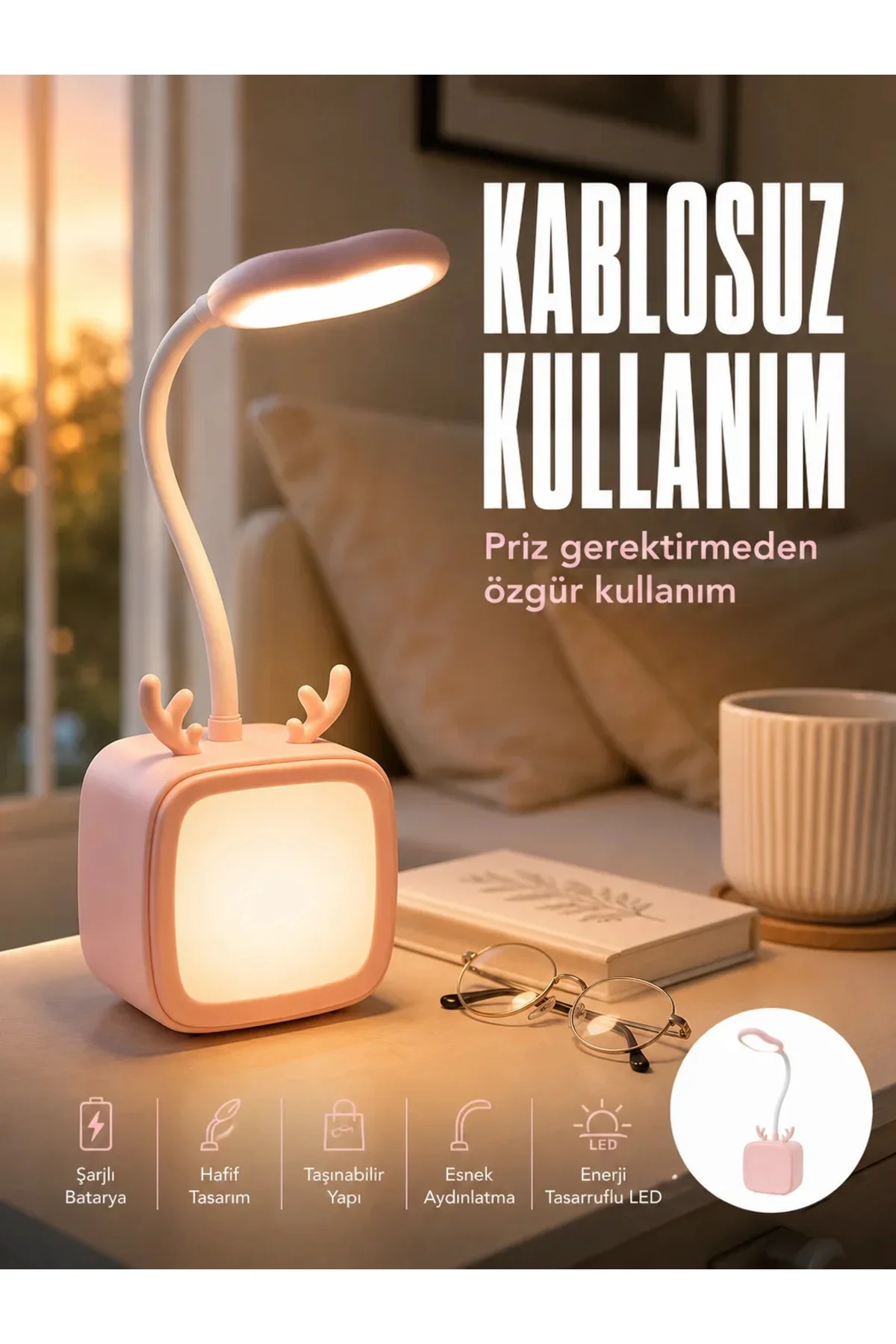 Ayarlanabilir LED Masa Lambası Şarjlı Modern Aydınlatma Ayarlanabilir LED Masa Lambası Şarjlı Modern Aydınlatma