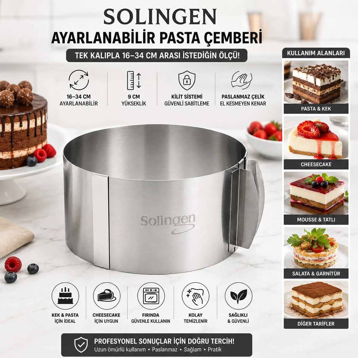 Ayarlanabilir Metal Kek Kalıp 16-34cm Bx40 Fiyatı, Yorumları ve Özellikleri