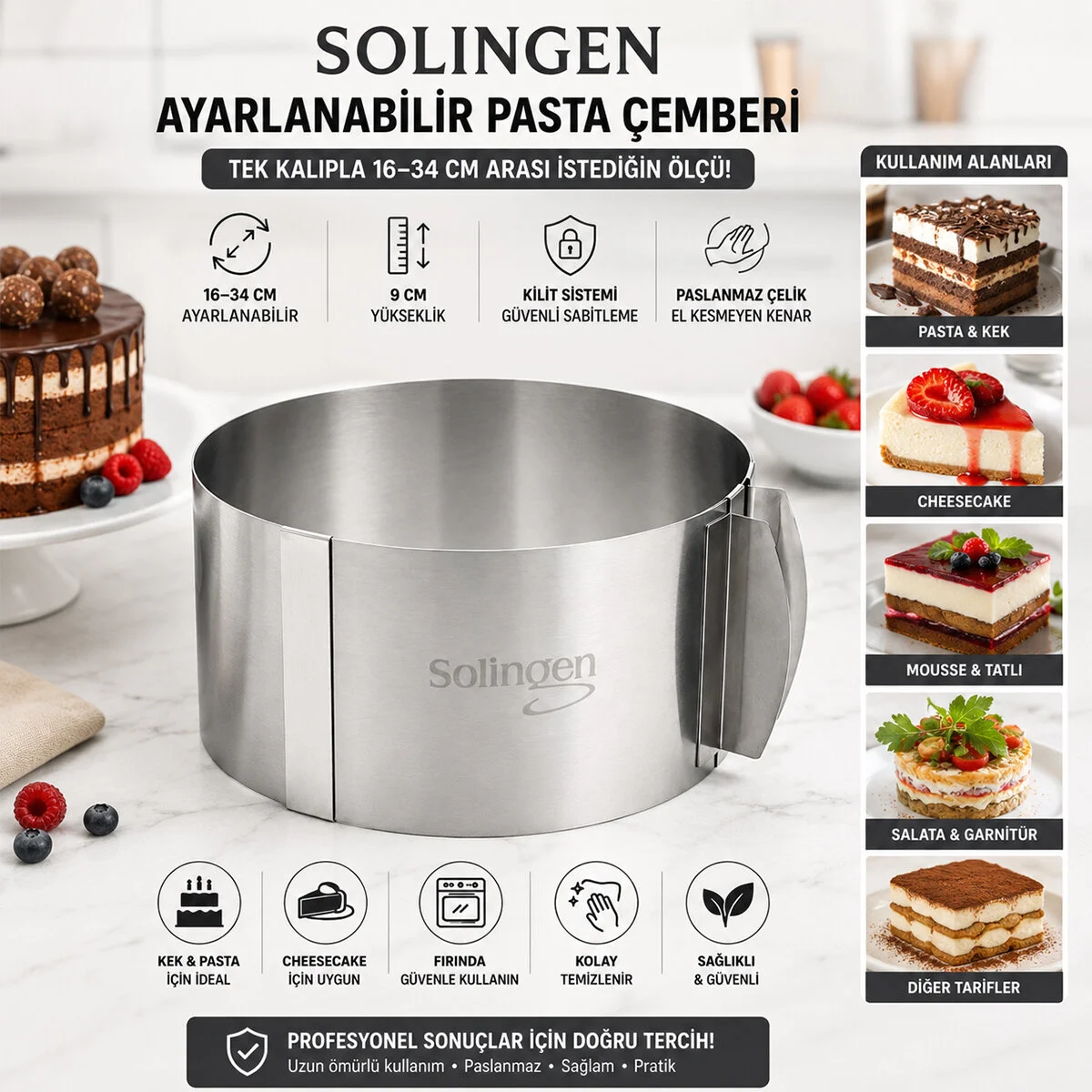 Ayarlanabilir Metal Kek Kalıp 16-34CM Fiyatı, Yorumları ve Özellikleri