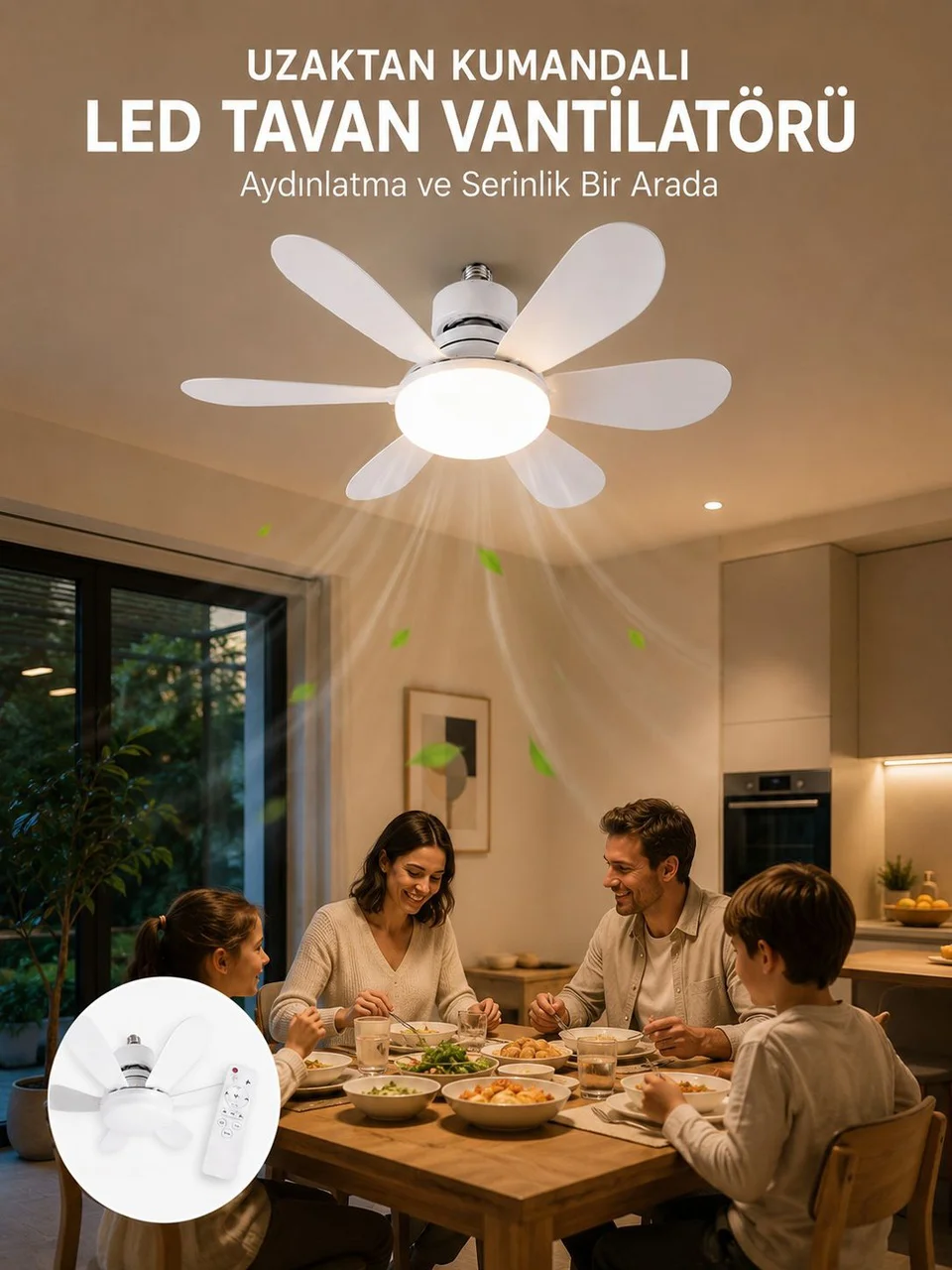 Ayarlanabilir Parlaklık Özellikli Led Tavan Vantilatörü Süper Sessiz Motor Teknolojisi Ve Güçlü Hava Akışı - Lisinya