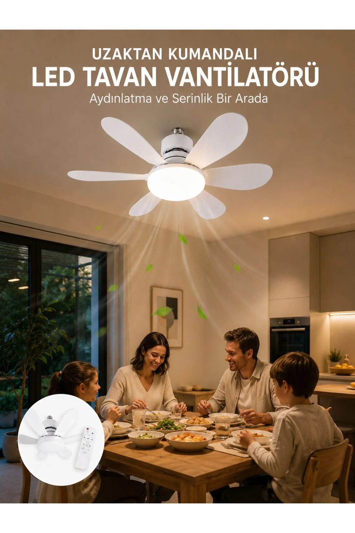 Ayarlanabilir Parlaklık Özellikli LED Tavan Vantilatörü Süper Sessiz Motor Teknolojisi ve Güçlü Hava
