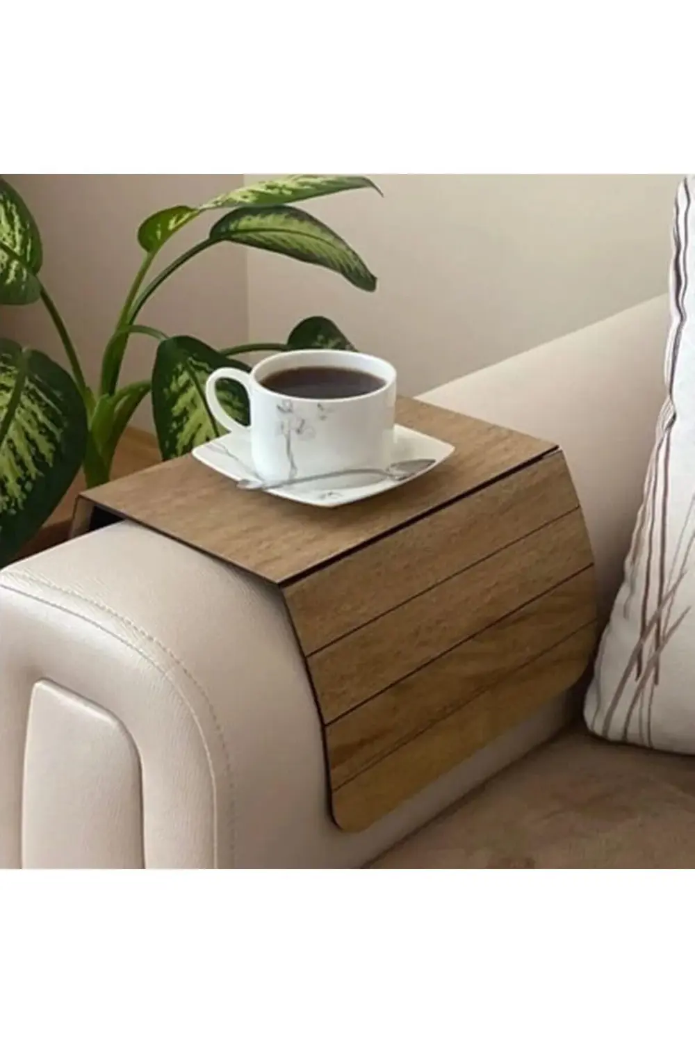 Ayarlanabilir Portatif Koltuk Kenar Ahşabı Yan Sehpa Koltuk Tepsi