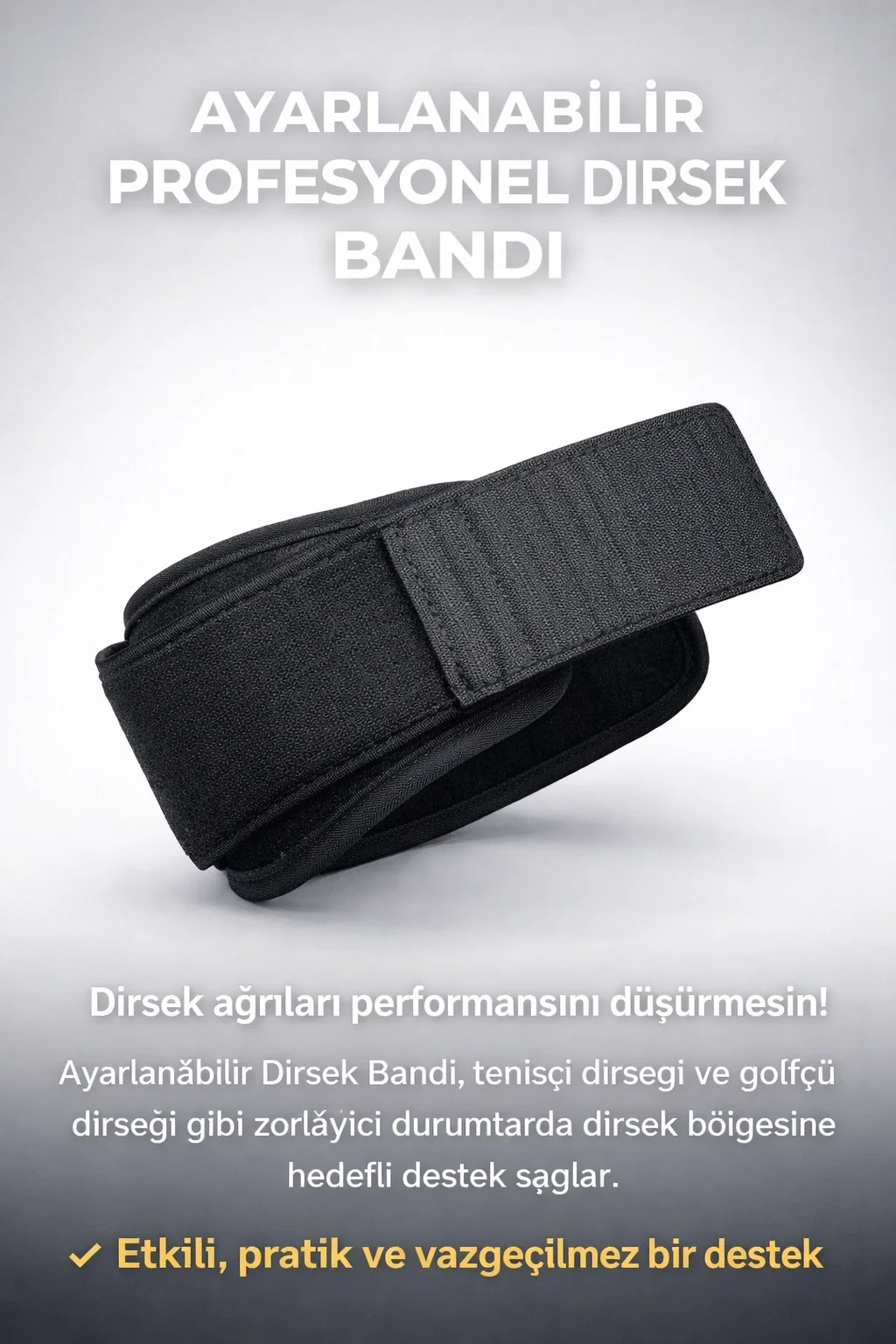 Ayarlanabilir Profesyonel Dirsek Bandı – Tenisçi &amp; Golfçü Dirseği İçin Güçlü Destek