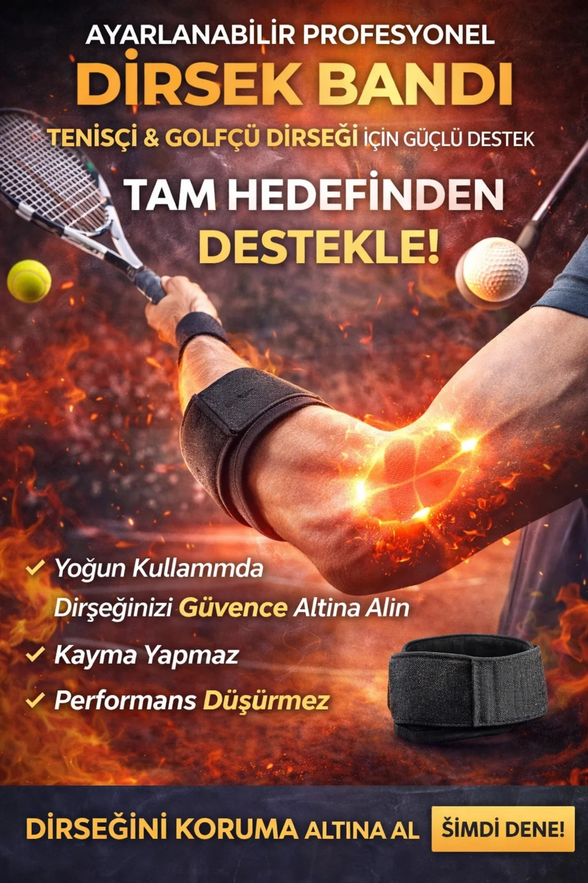 Ayarlanabilir Profesyonel Dirsek Bandı – Tenisçi & Golfçü Dirseği
