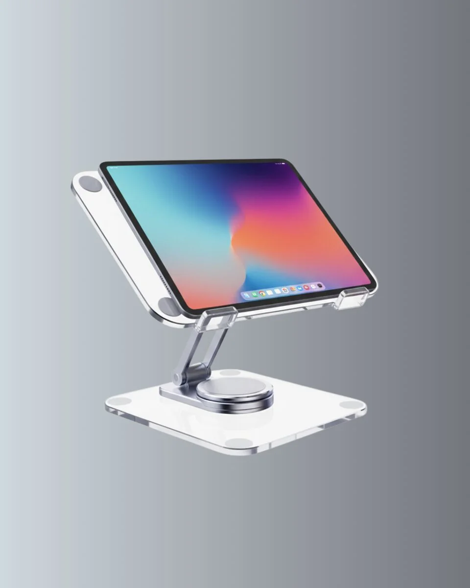 Ayarlanabilir Şeffaf Tablet Standı - Kaymaz Silikon Tabanlı ve Isı Dağılımı Destekli