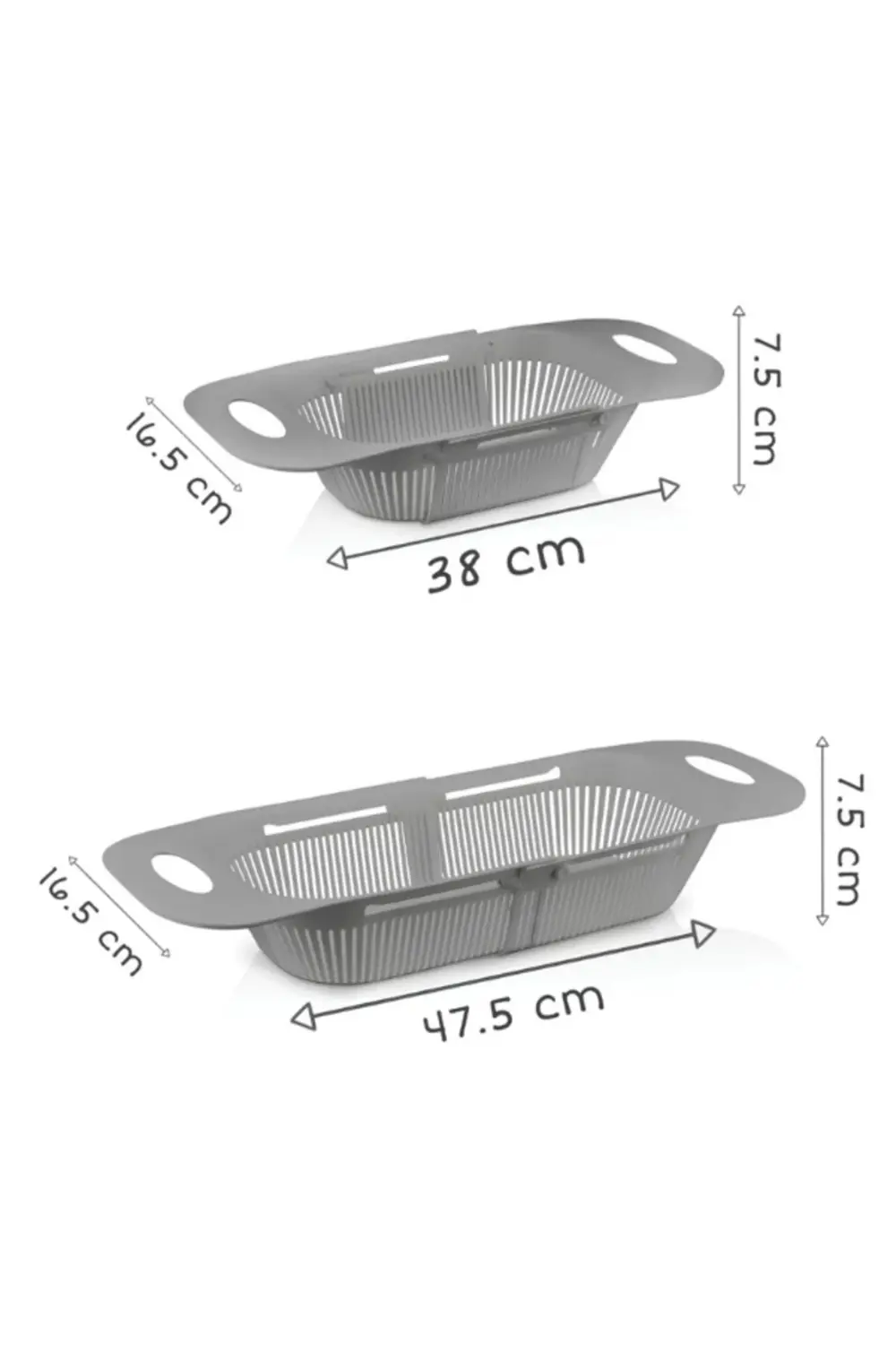 Ayarlanabilir Sürgülü Lavabo Süzgeci, Meyve Sebze Yıkama Süzgeci