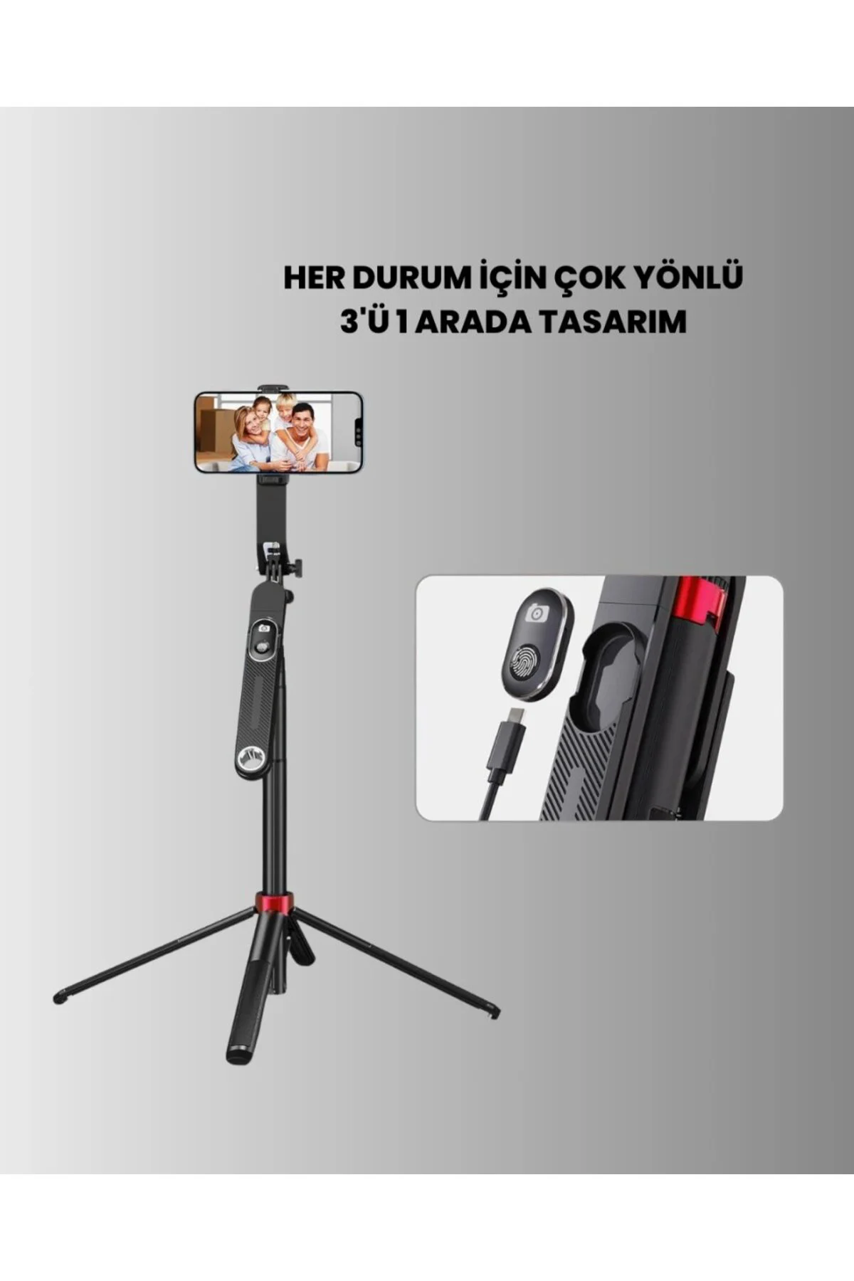 Ayarlanabilir Telefon Tripodu Selfie Stick Çok Açılı Çekim
