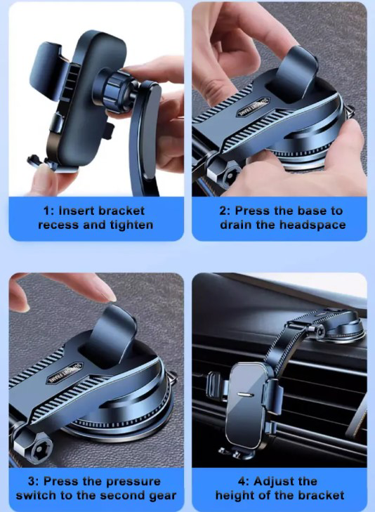 Ayarlanabilir Uzun Kollu Vakumlu Araç Telefon Tutucu