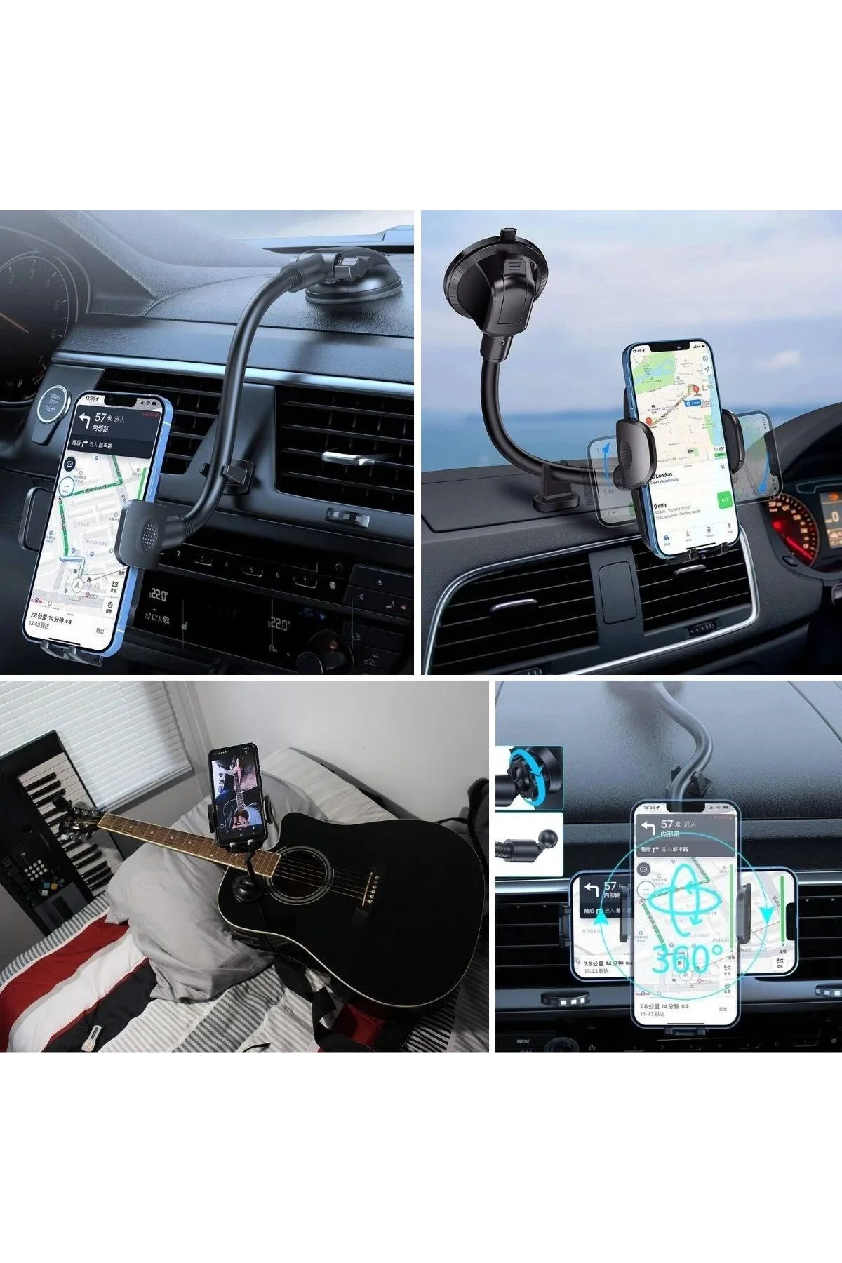 Ayarlanabilir Vakum Kilitli Cam Ve Torpidoya Takılabilen Telefon Tutucu