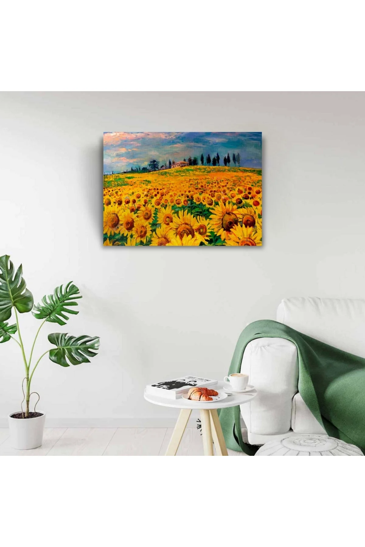 Ayçiçeği, Gündöndü, Günebakan Tarlası Kanvas Tablo 50 x 70