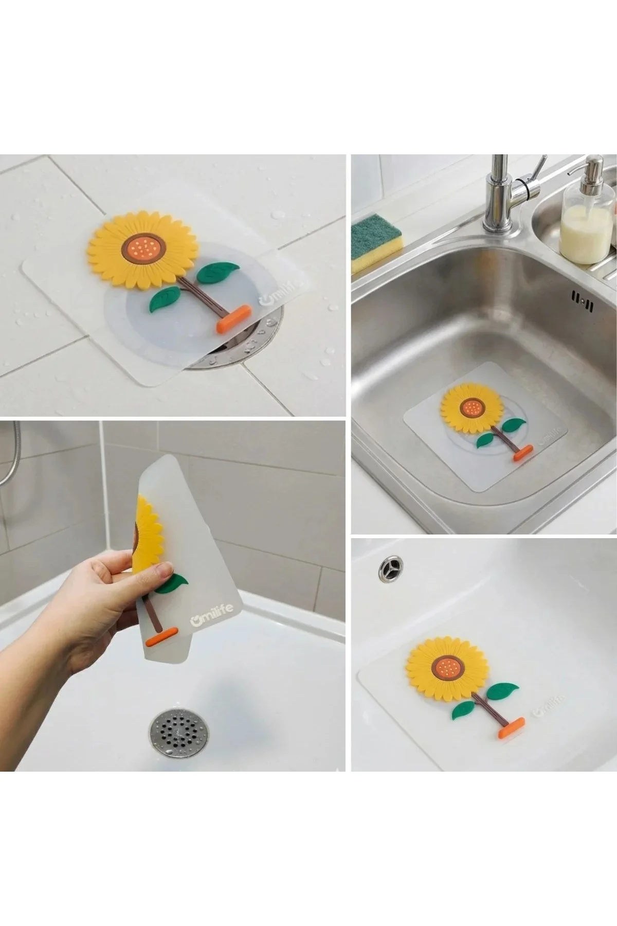 Ayçiçeği Tasarımlı Gider Koku Önleyici – Silikon Lavabo Gider Matı