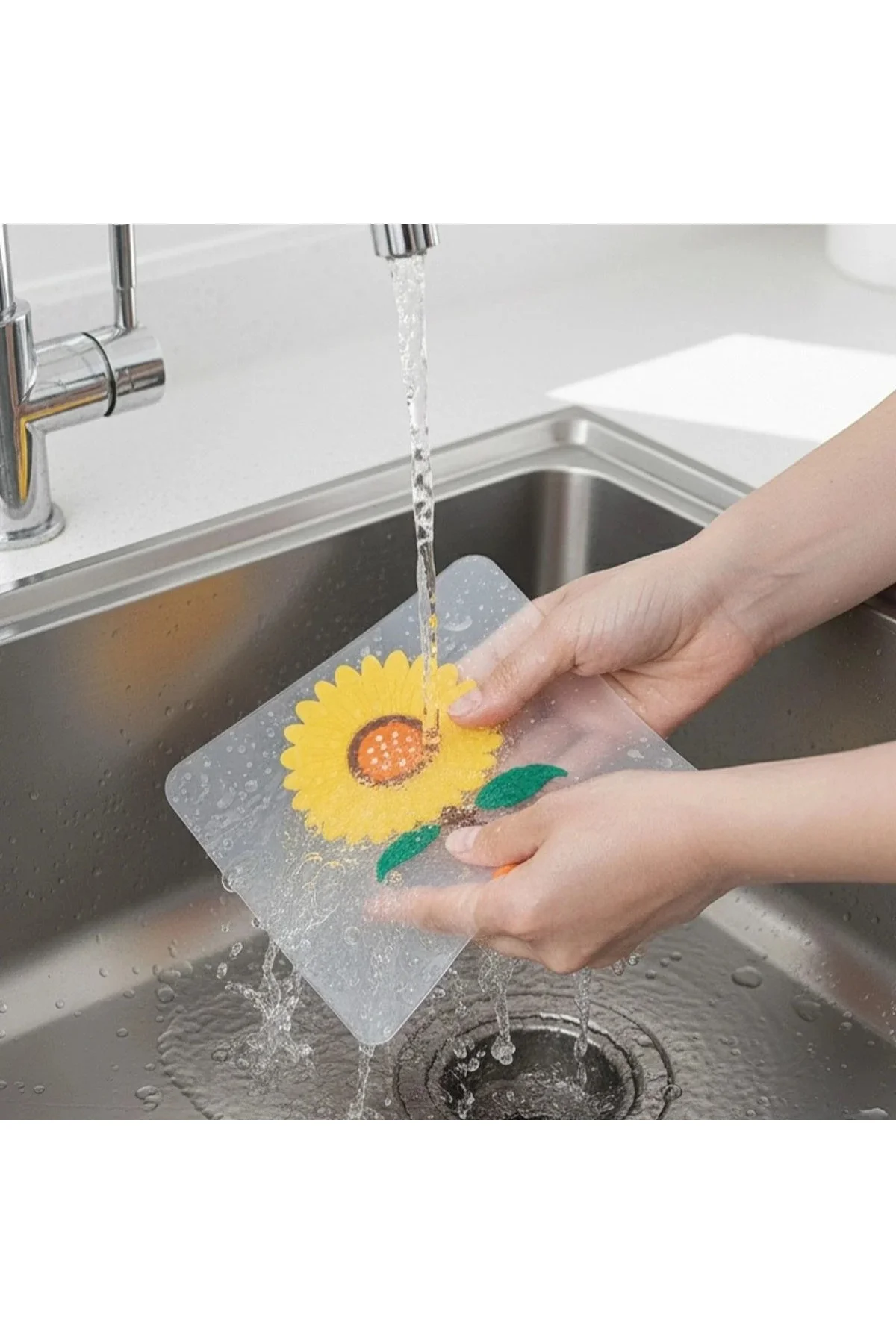 Ayçiçeği Tasarımlı Gider Koku Önleyici – Silikon Lavabo Gider Matı