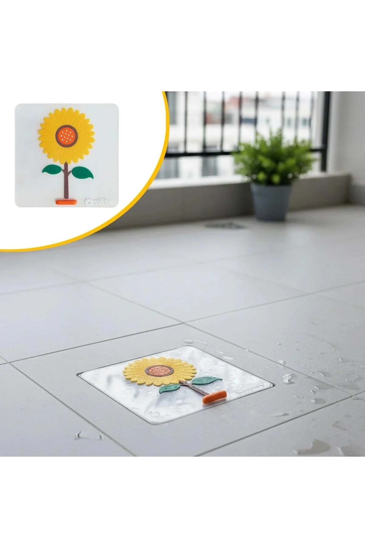 Ayçiçeği Tasarımlı Gider Koku Önleyici – Silikon Lavabo Gider Matı