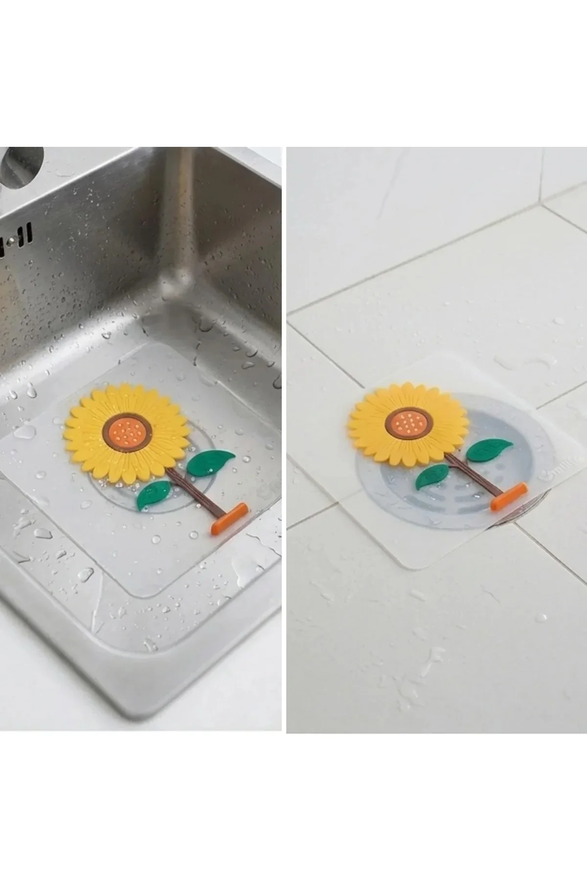 Ayçiçeği Tasarımlı Gider Koku Önleyici – Silikon Lavabo Gider Matı