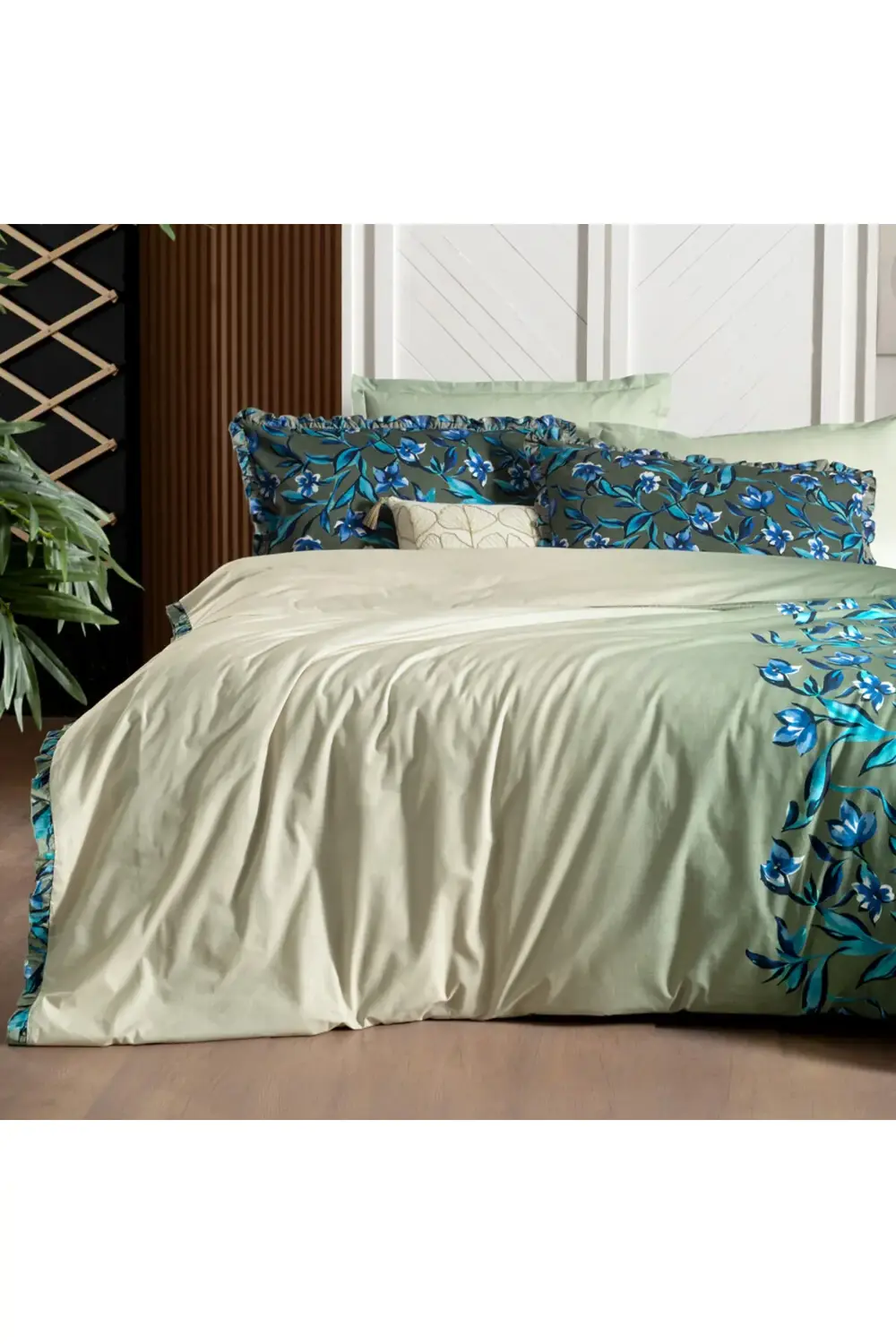 Ayder V1 Yeşil %100 Pamuk Poplin Tek Kişilik Nevresim Takımı