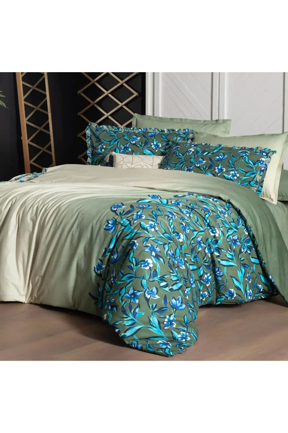 Ayder V1 Yeşil %100 Pamuk Poplin Tek Kişilik Nevresim Takımı